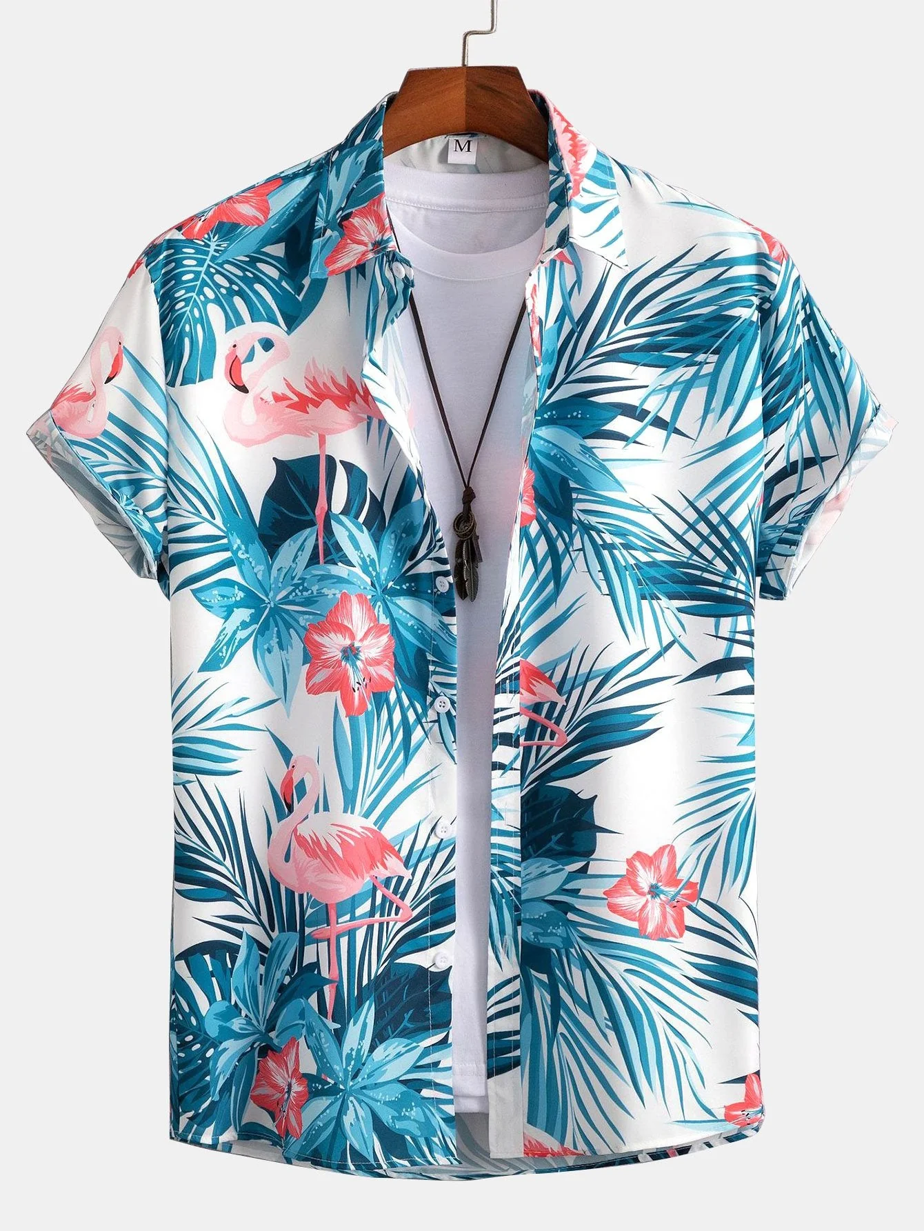 Flamingo Tropenprint Hemd mit Knöpfen & Shorts - Image 3