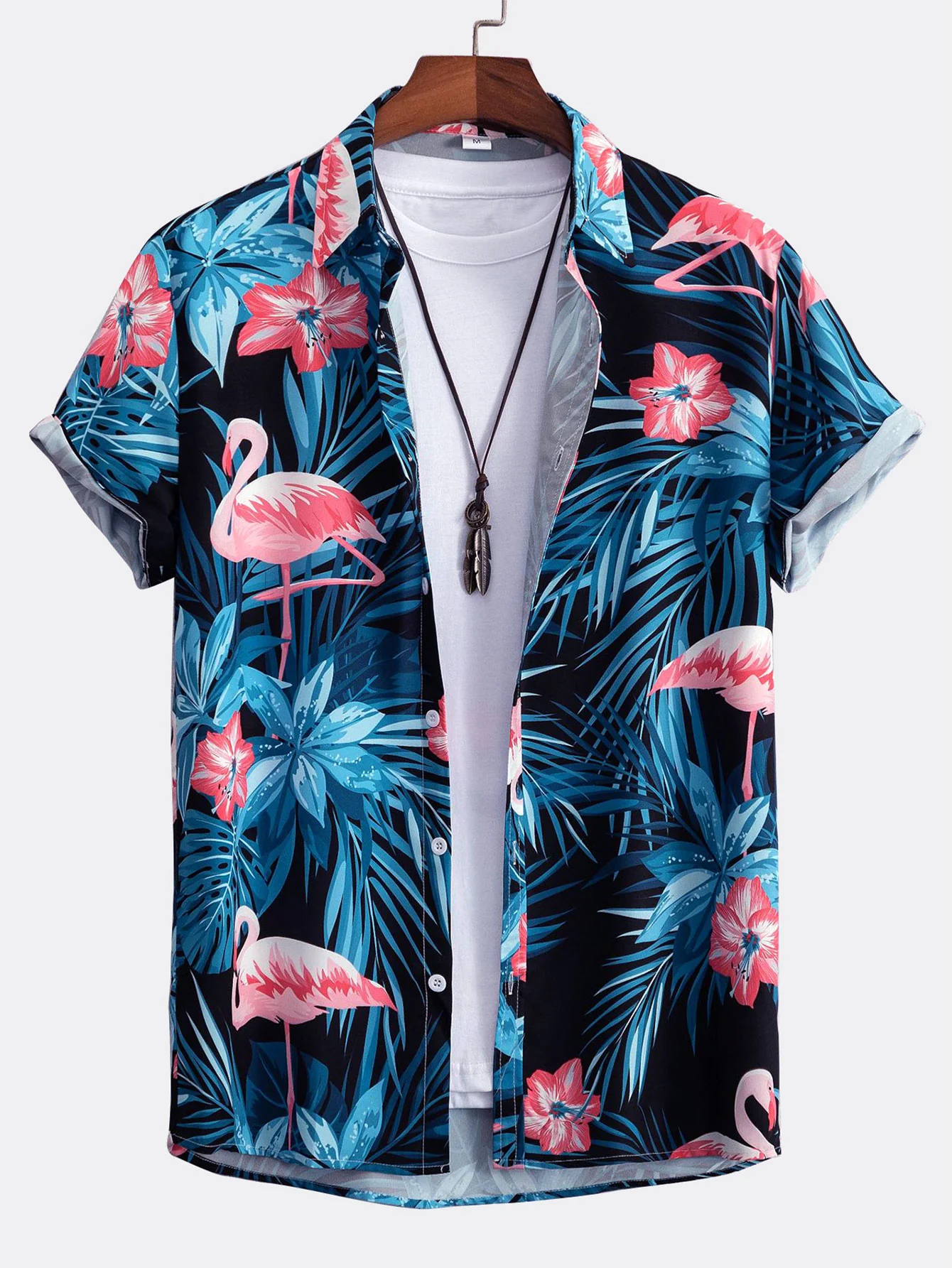 Flamingo Tropenprint Hemd mit Knöpfen & Shorts - Image 5
