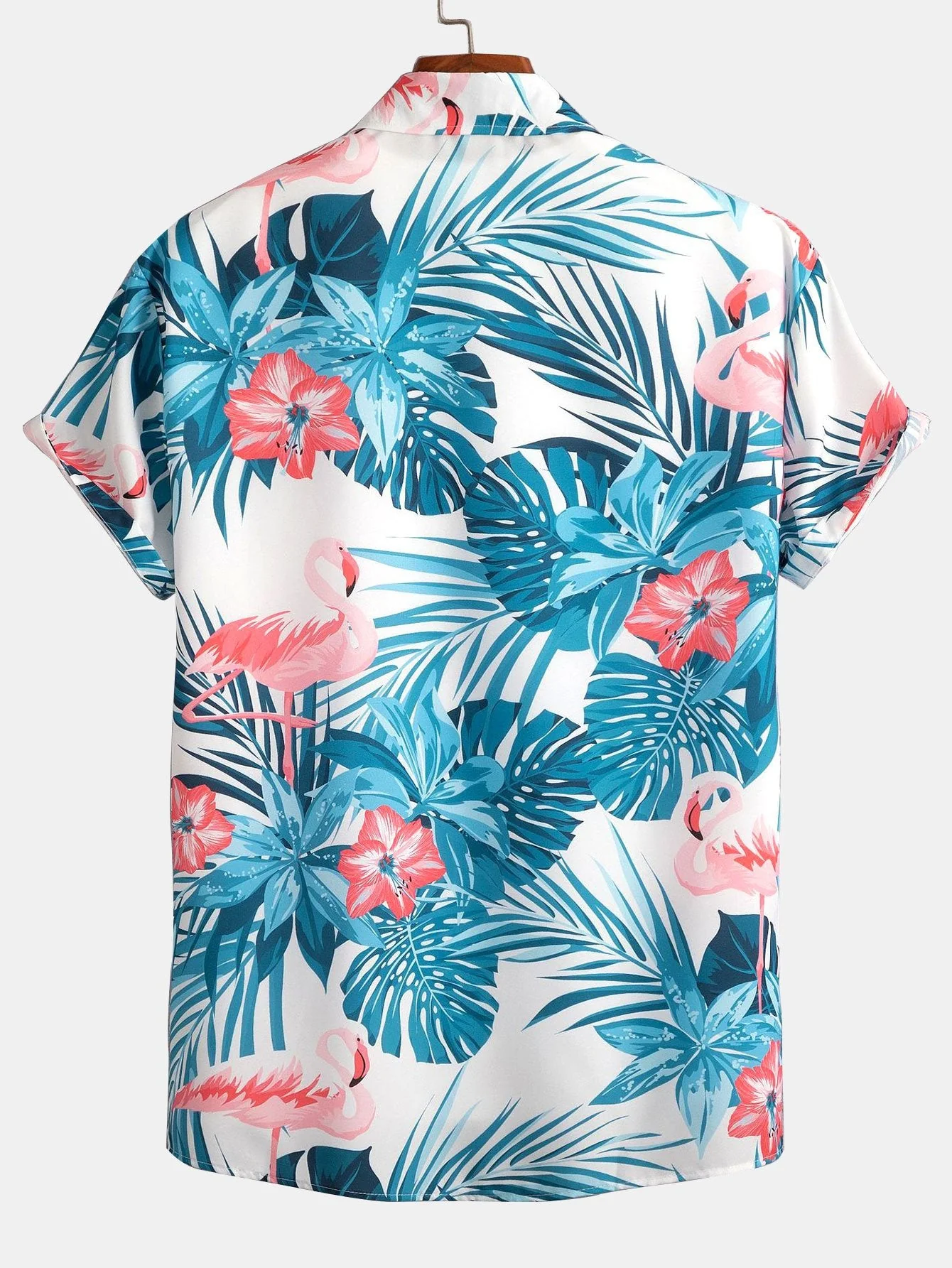 Flamingo Tropenprint Hemd mit Knöpfen & Schwimmshorts - Image 8