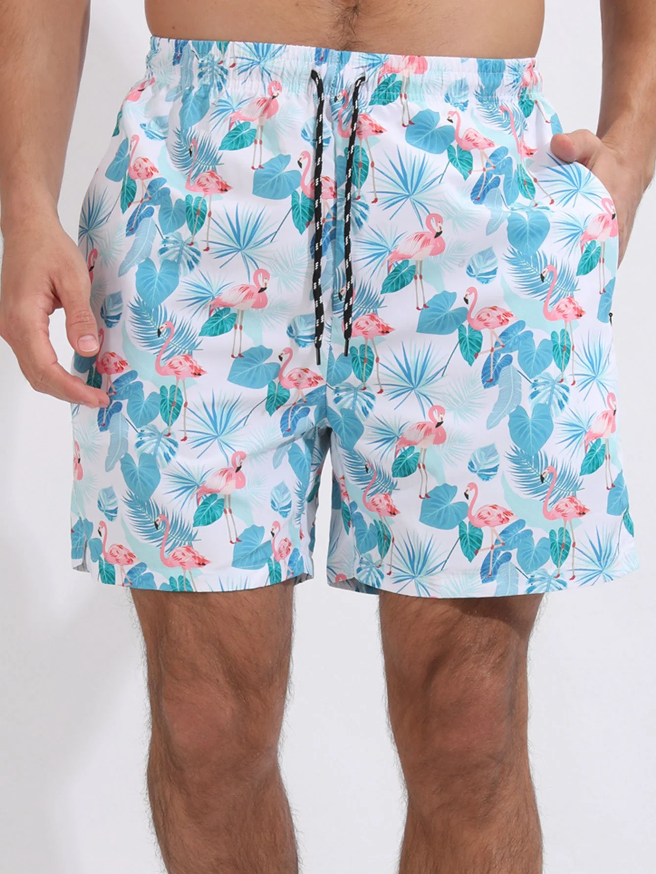 Flamingo Tropisches Druck Badehosen mit Kompressionsfutter - Image 2