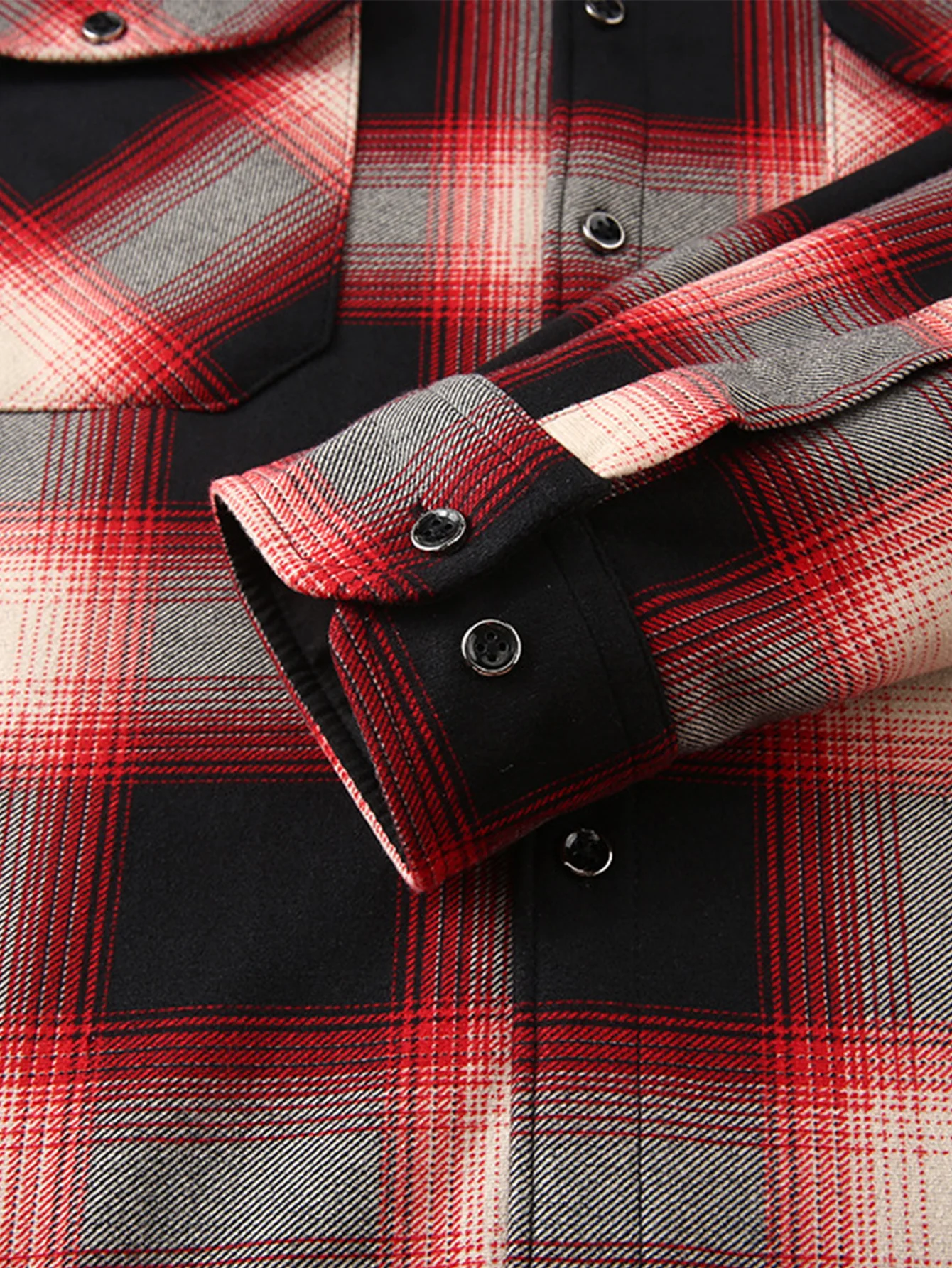 Flanell Fleece Gefüttertes Hemd mit Knöpfen und Kapuze - Image 10