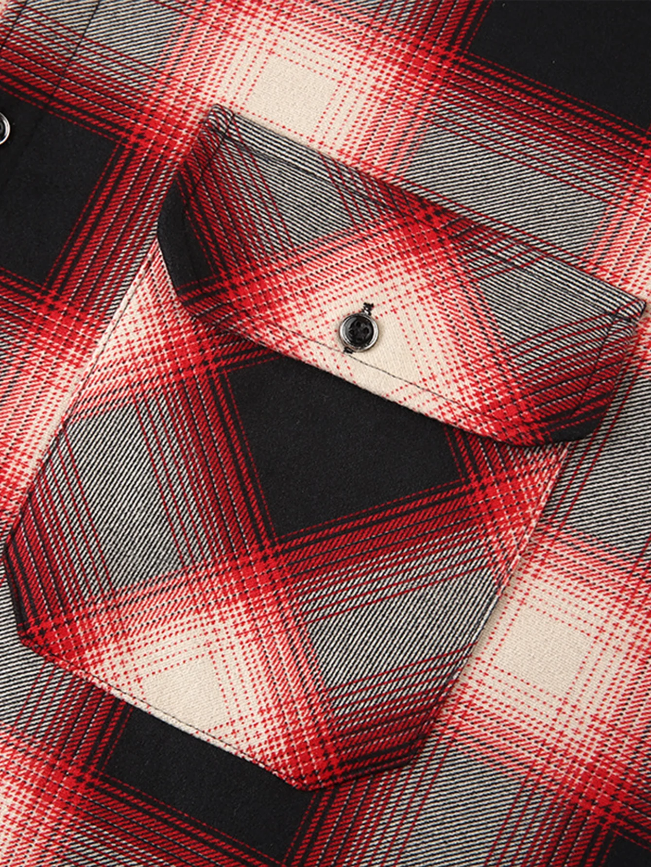 Flanell Fleece Gefüttertes Hemd mit Knöpfen und Kapuze - Image 9