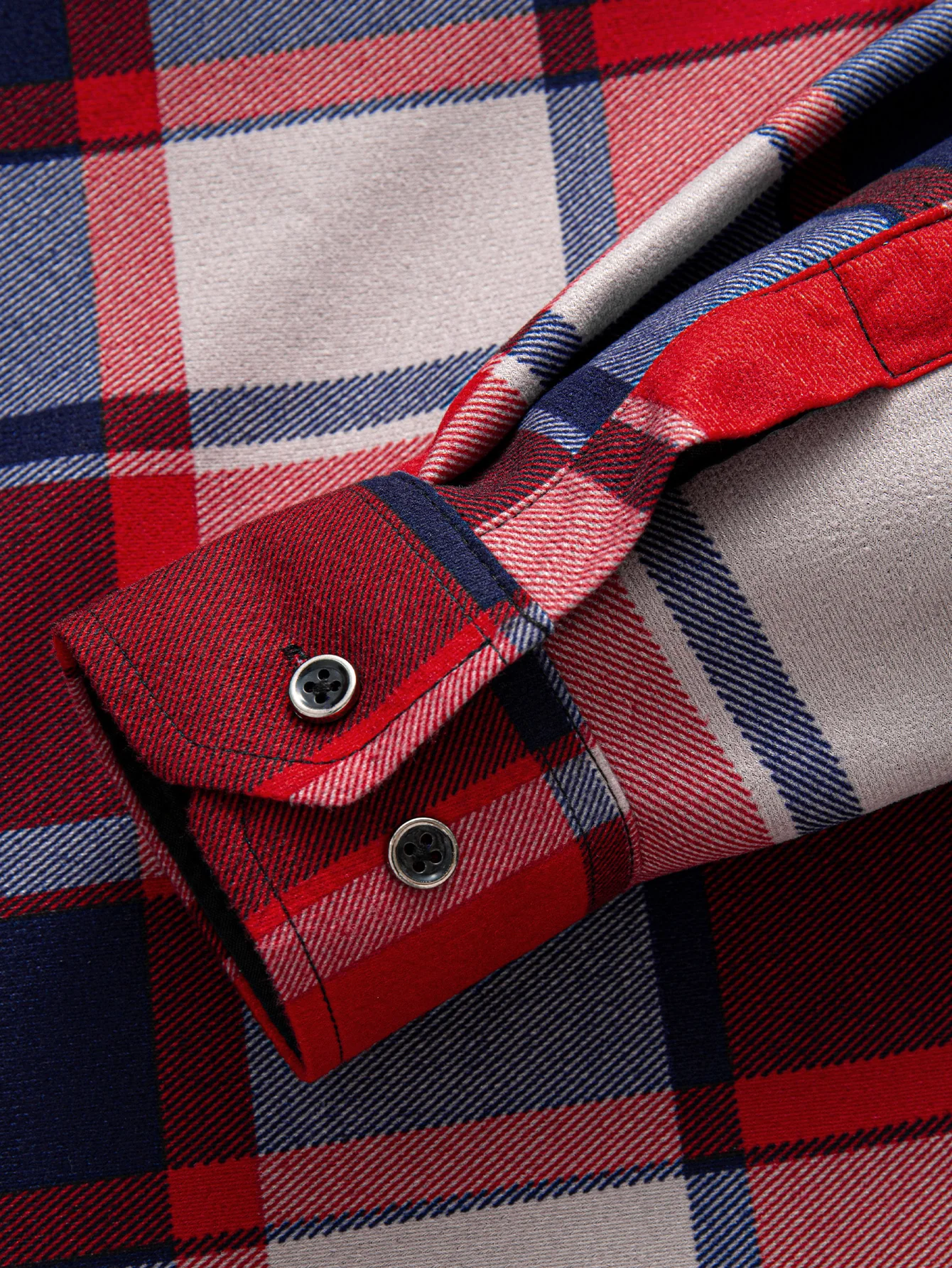 Flanell Fleece Gefüttertes Kapuzenhemd mit Knöpfen - Image 10