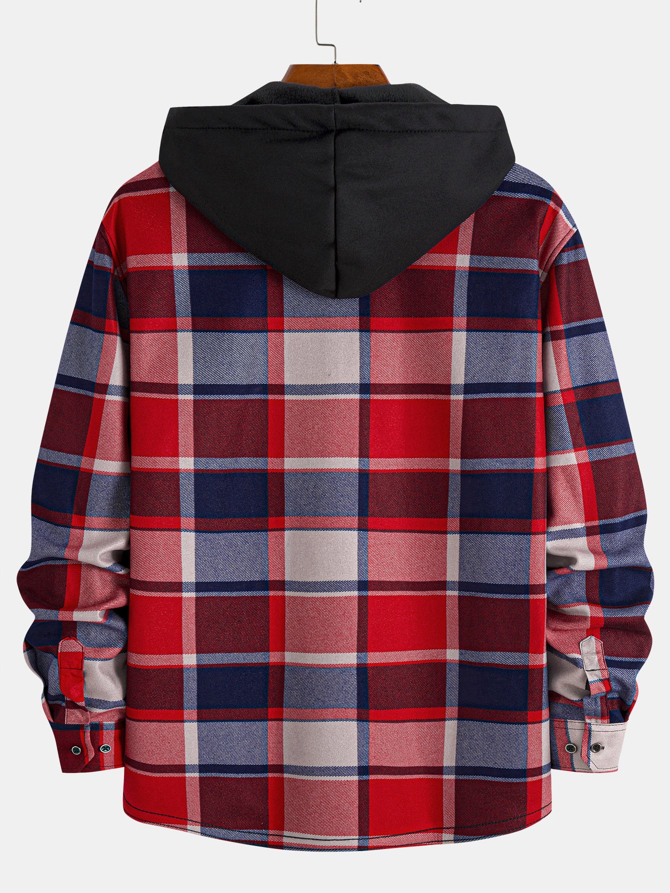 Flanell Fleece Gefüttertes Kapuzenhemd mit Knöpfen - Image 6