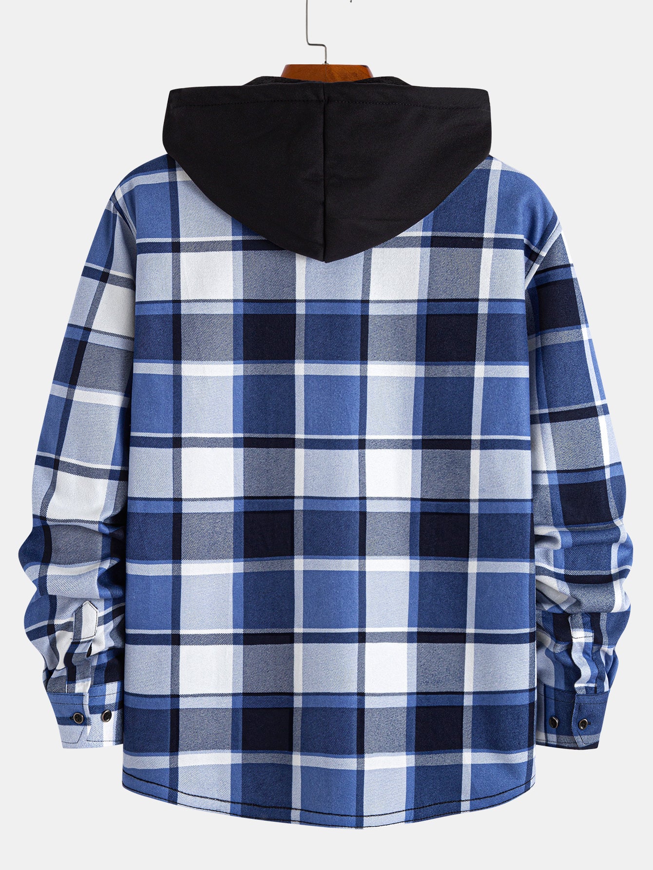 Flanell Fleece Gefüttertes Kapuzenhemd mit Knöpfen - Image 8