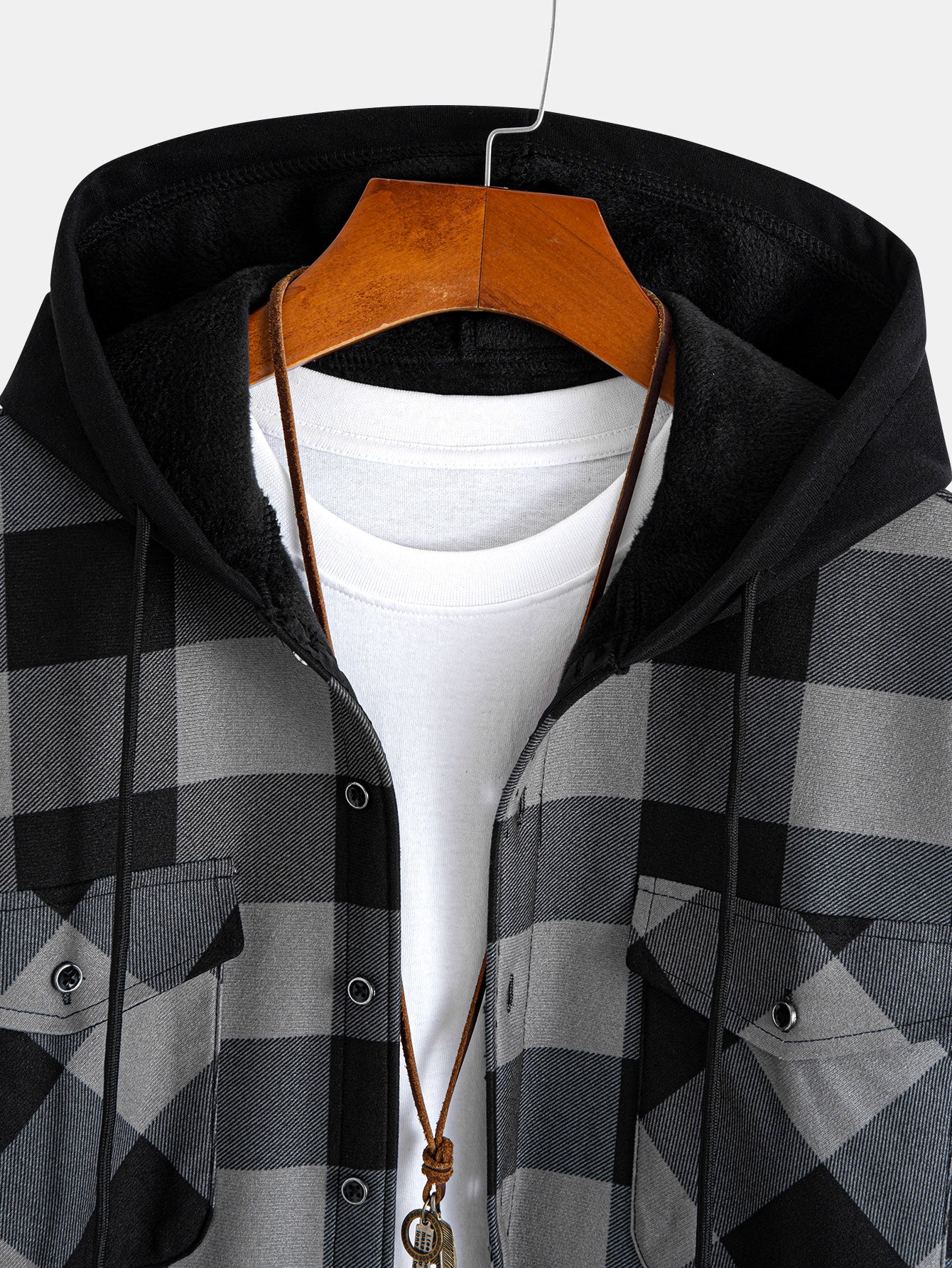 Flanell-Fleece gefüttertes Kapuzenshirt - Image 11