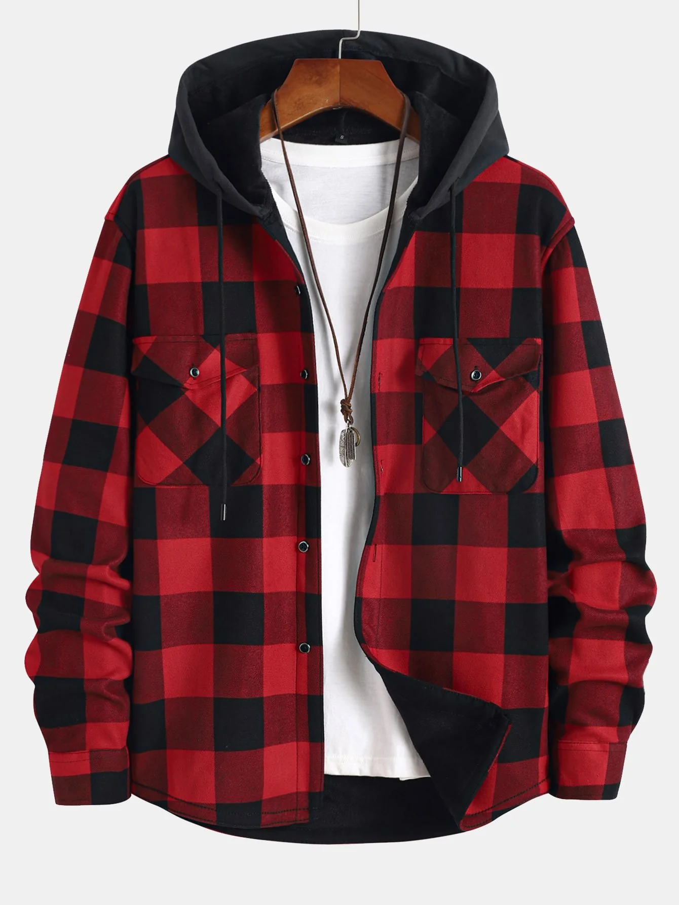 Flanell-Fleece gefüttertes Kapuzenshirt - Image 2