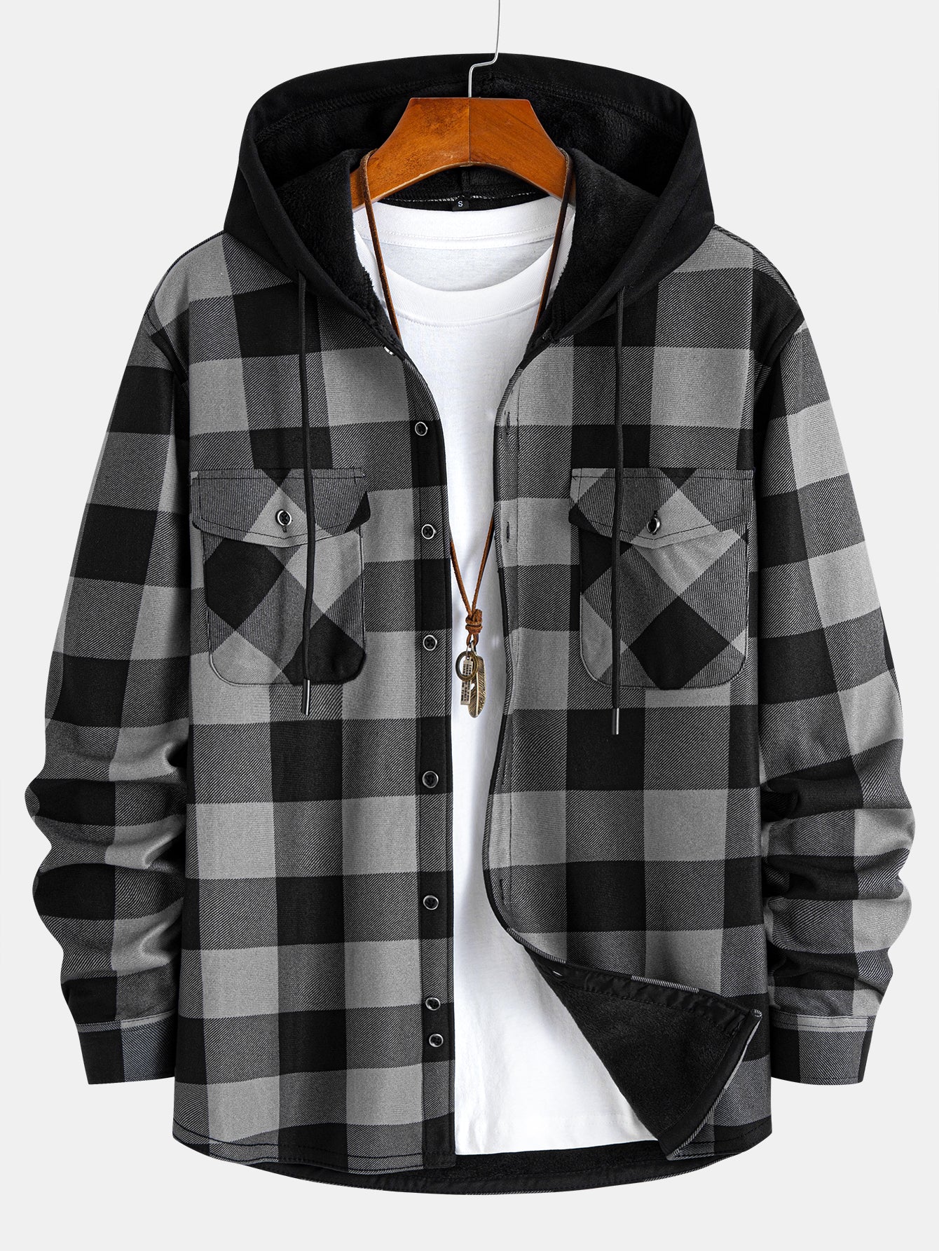 Flanell-Fleece gefüttertes Kapuzenshirt - Image 6
