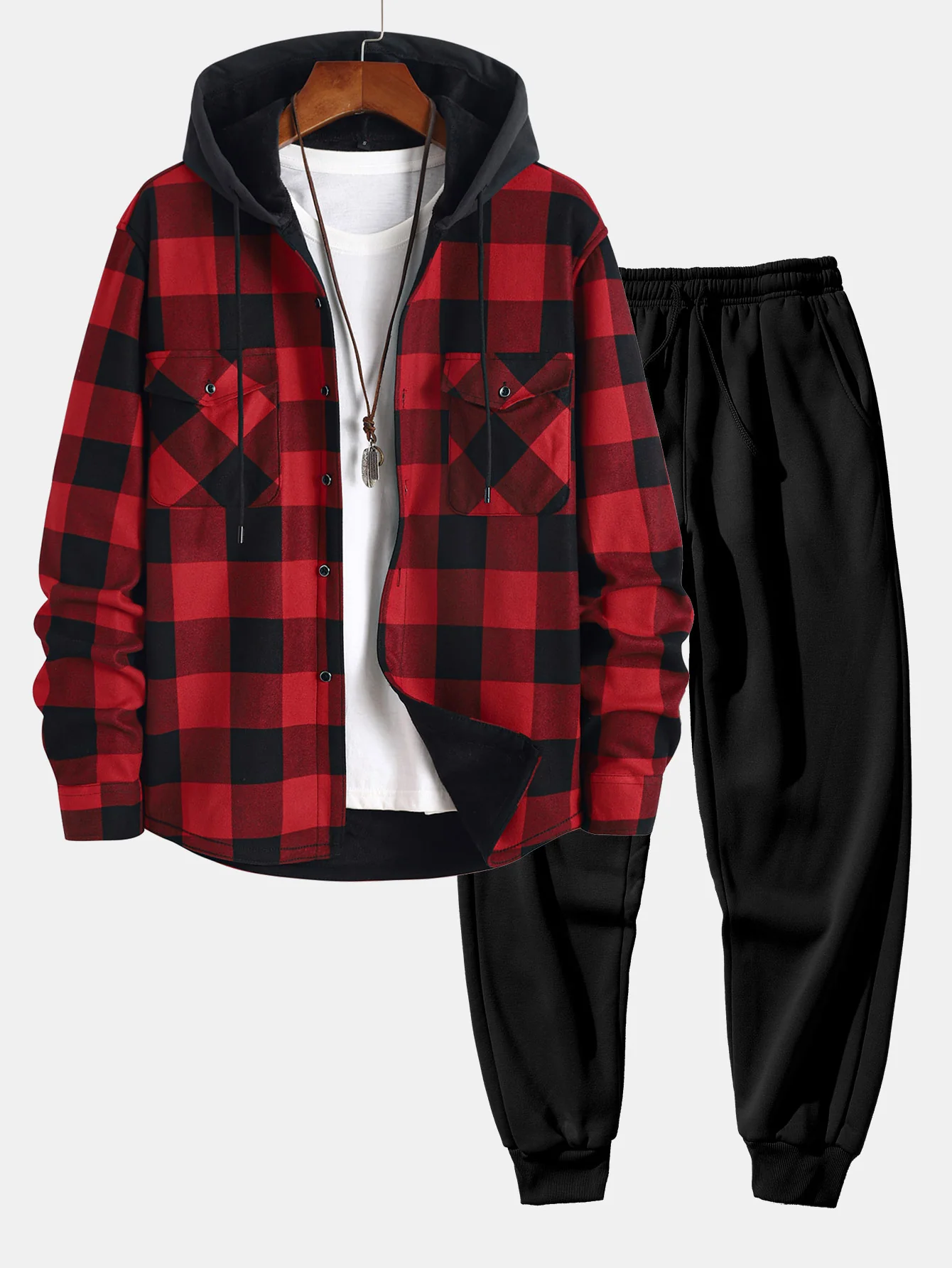 Flanell-Fleece gefüttertes Kapuzenshirt & Jogginghose - Image 2