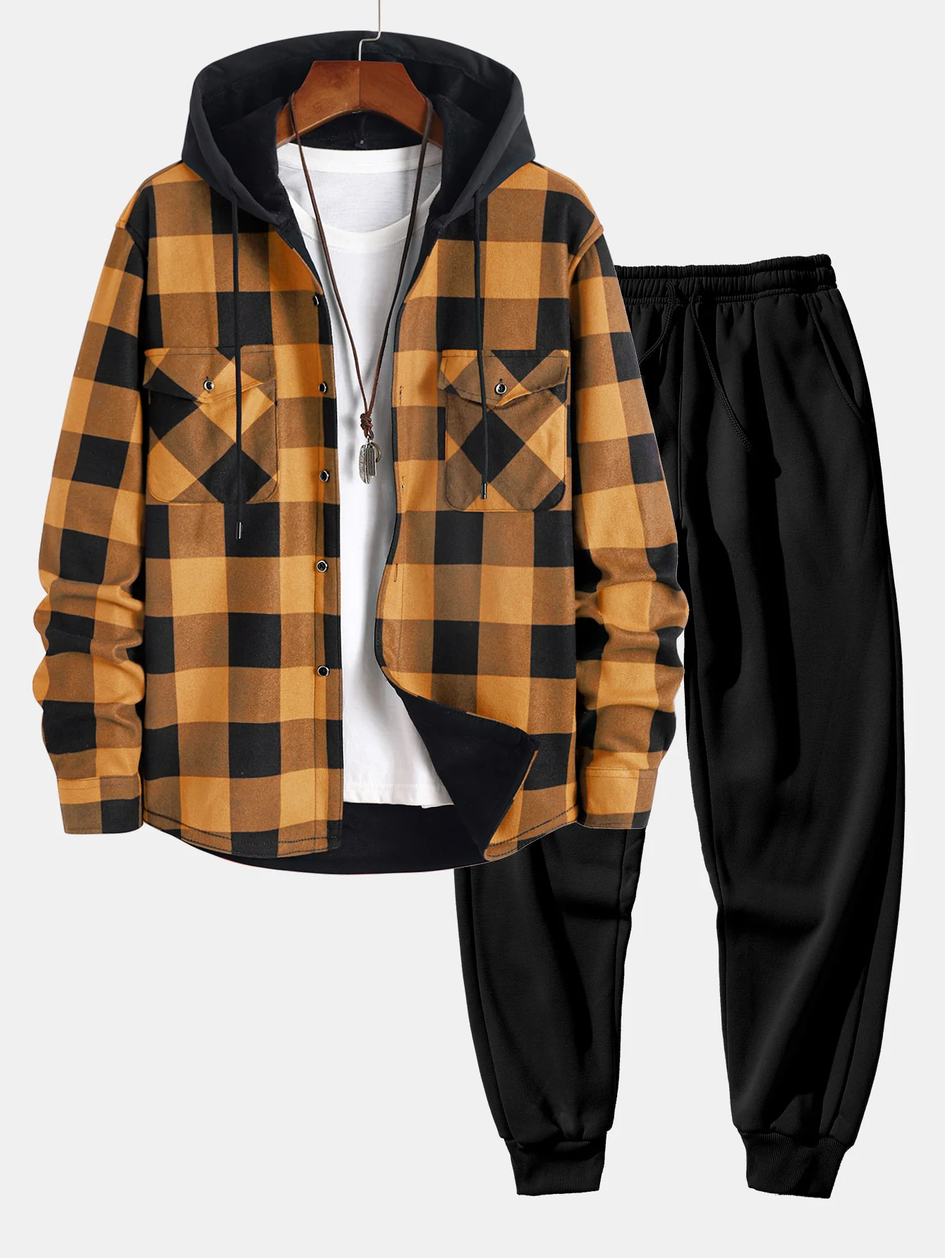 Flanell-Fleece gefüttertes Kapuzenshirt & Jogginghose - Image 3