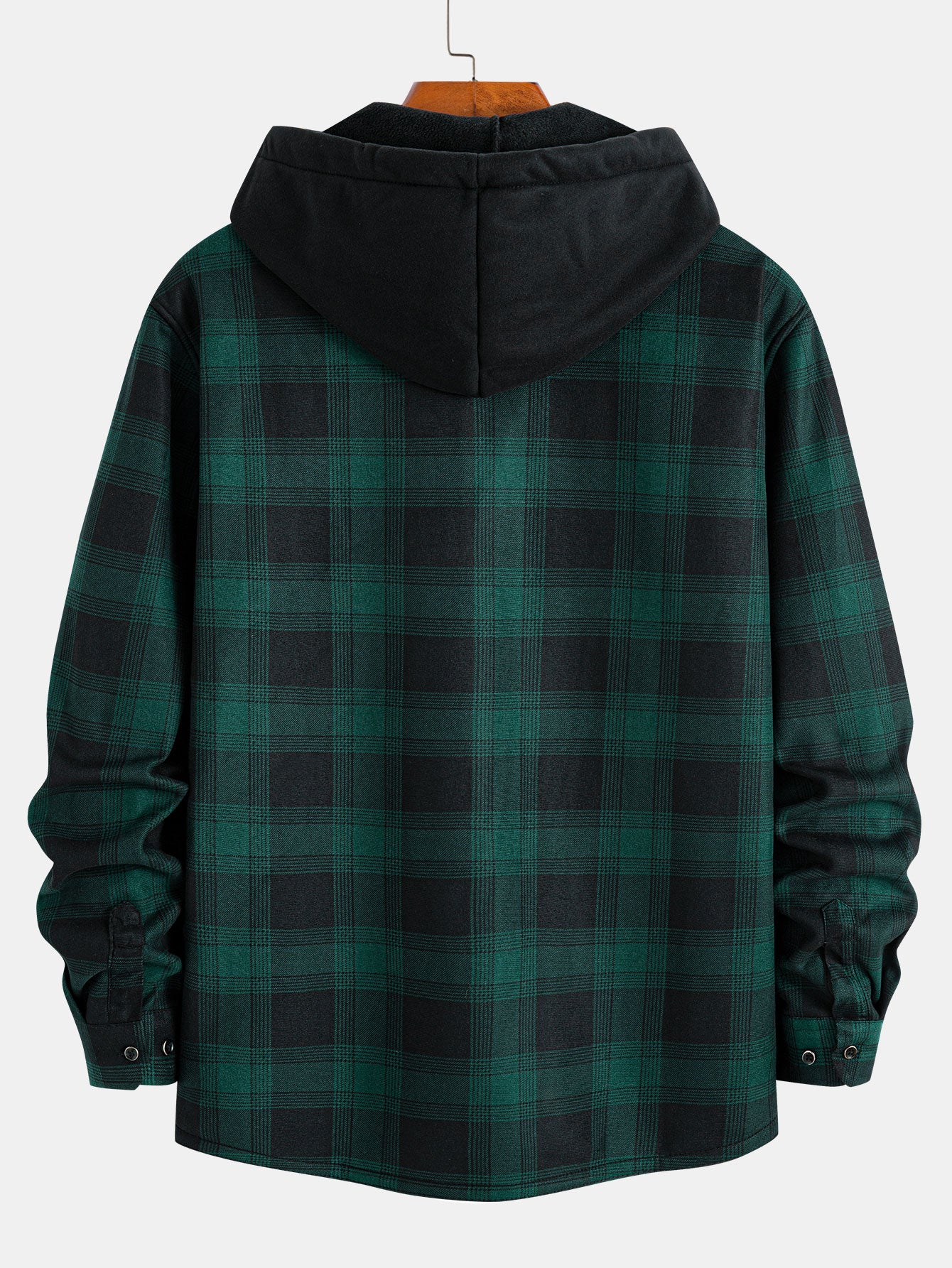 Flanell-Fleece-gefüttertes Kapuzenhemd mit Taschen - Image 4