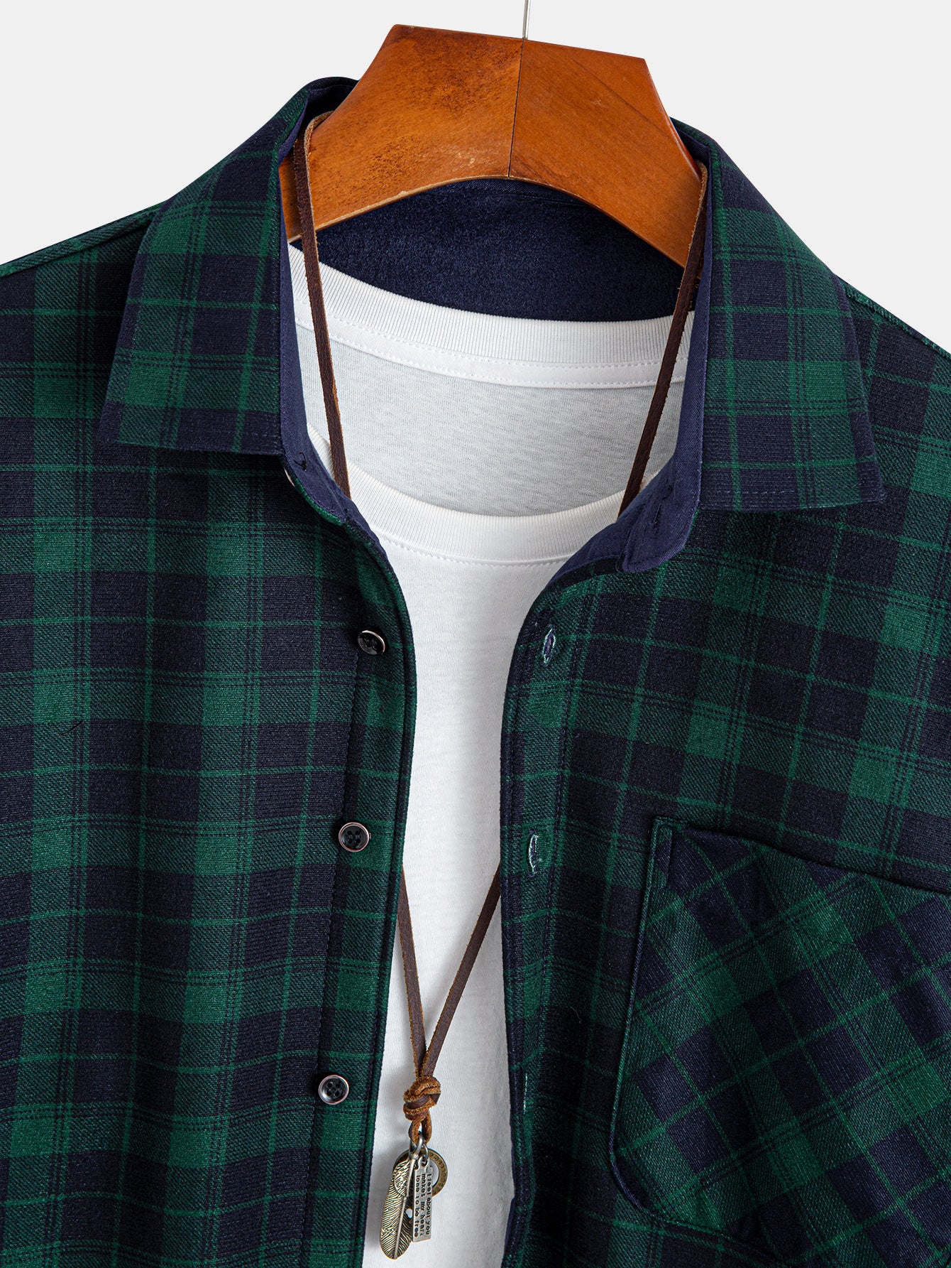 Flanell Fleece Gefüttertes Kariertes Hemd mit Knöpfen - Image 3