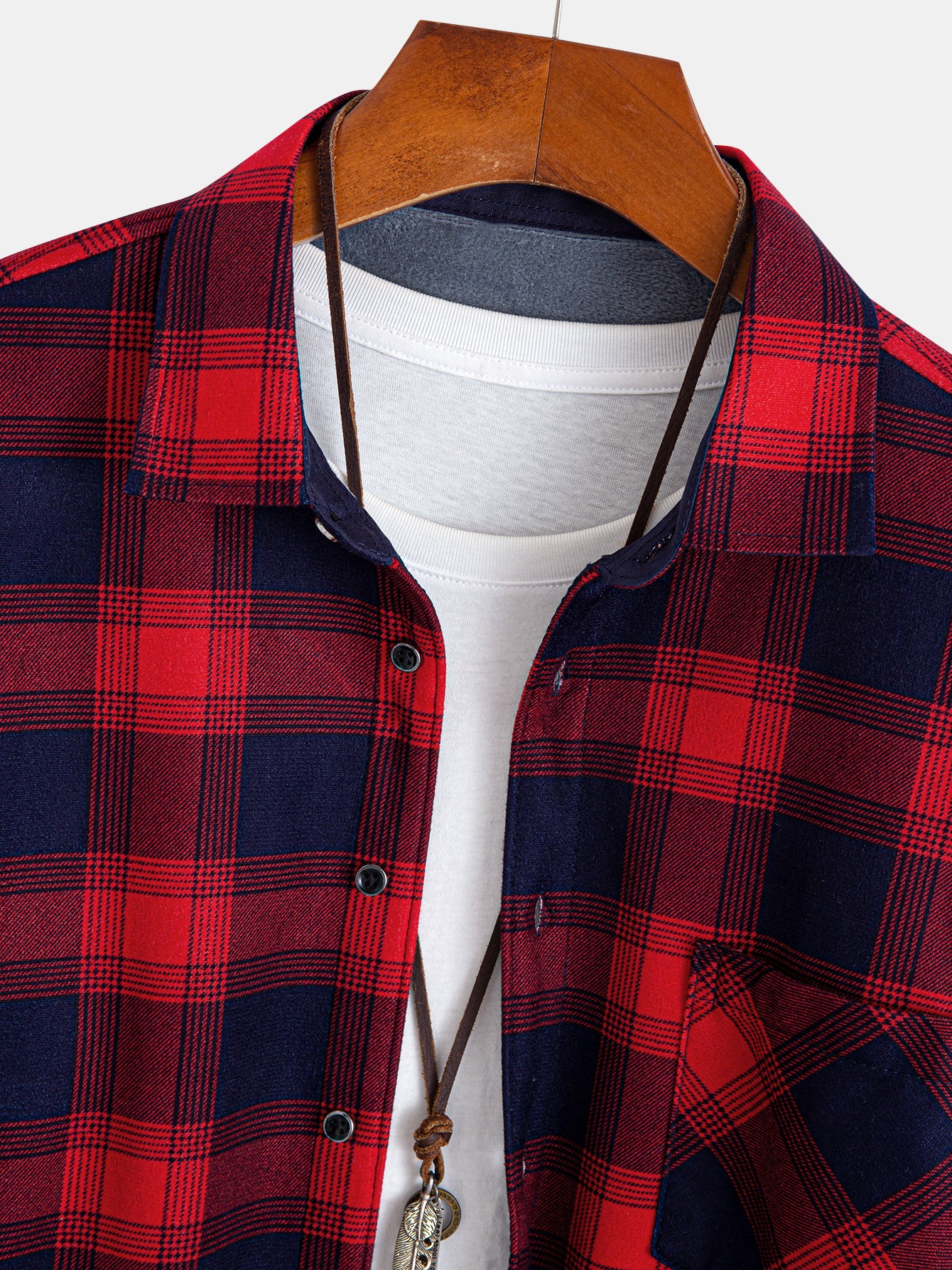 Flanell Fleece Gefüttertes Kariertes Hemd mit Knöpfen - Image 3