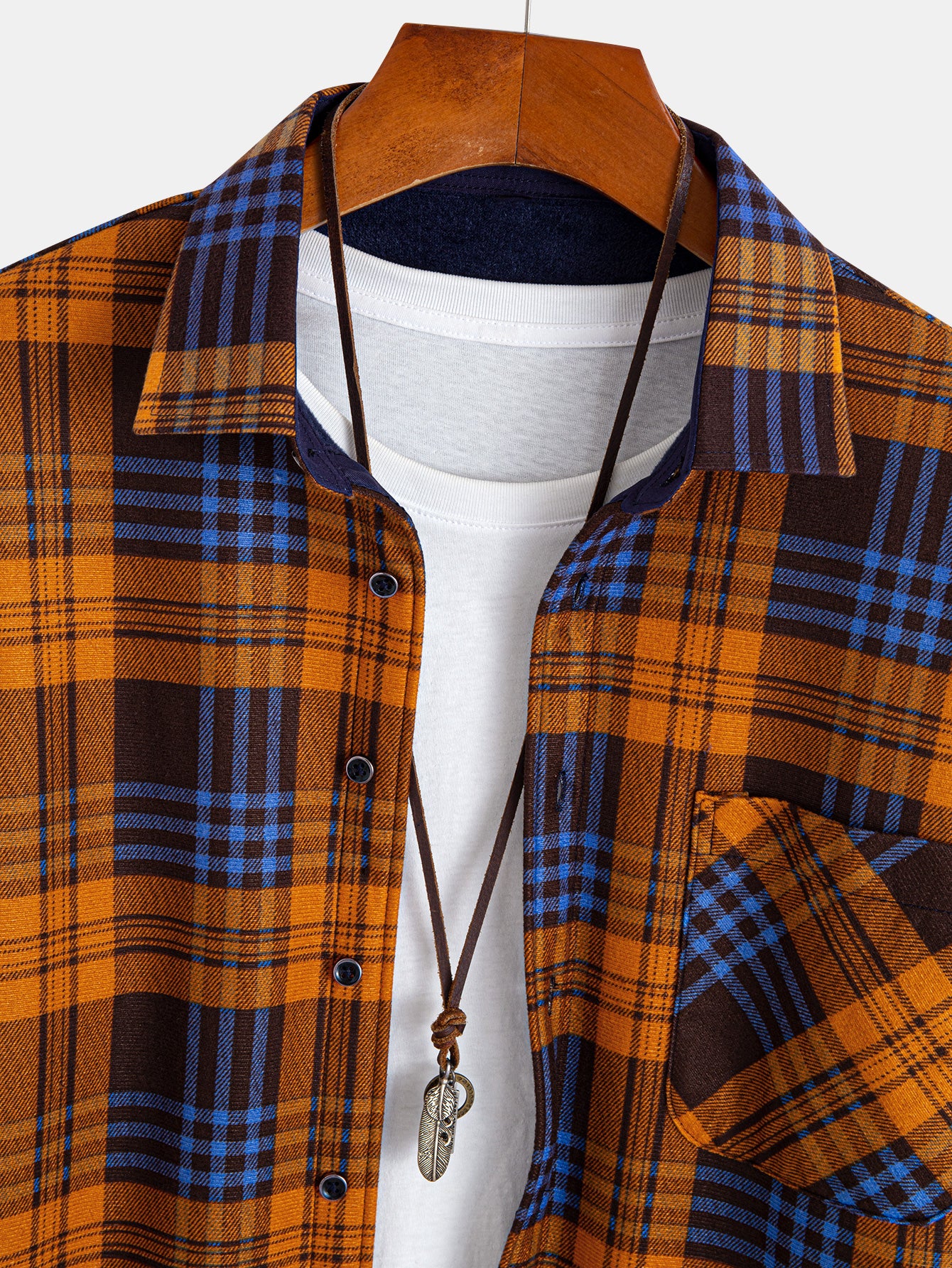 Flanell Fleece Gefüttertes Kariertes Hemd mit Knöpfen - Image 3