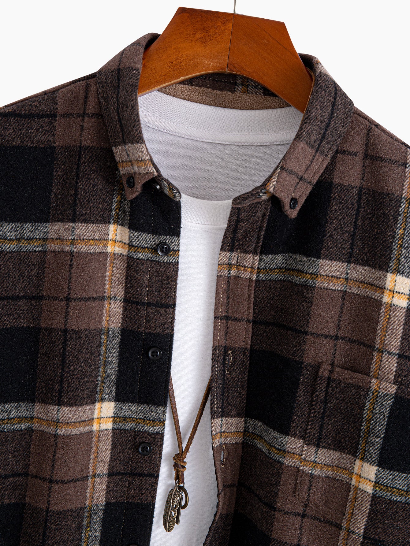 Flannel Fleece Lined Plaid Cotton Button Up Shirt - Image 4