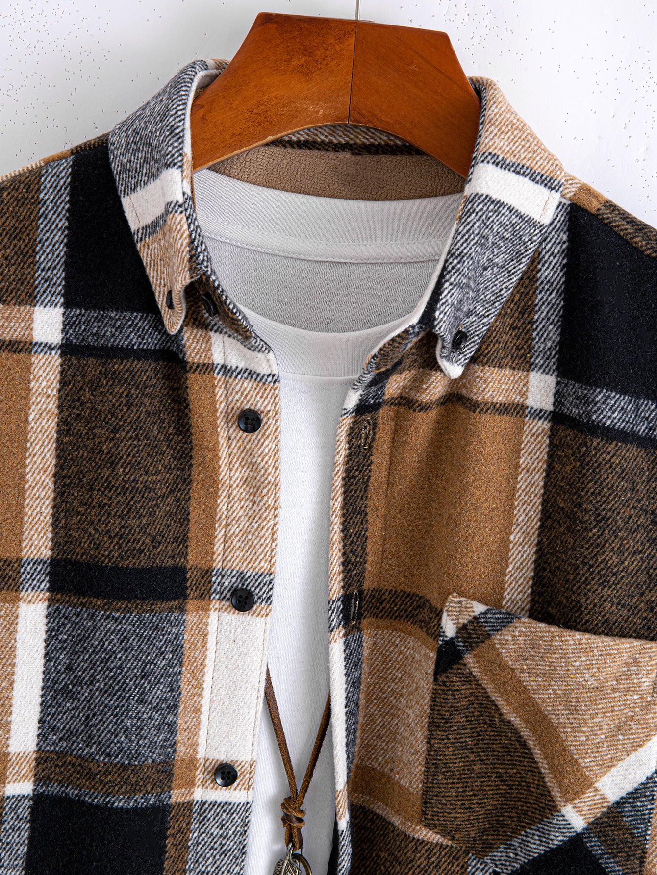 Flannel Fleece Lined Plaid Cotton Button Up Shirt - Image 4