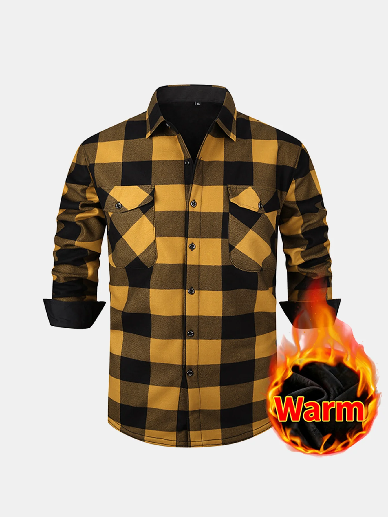 Flannel Fleece Lined Plaid Shirt With Pockets - Image 3