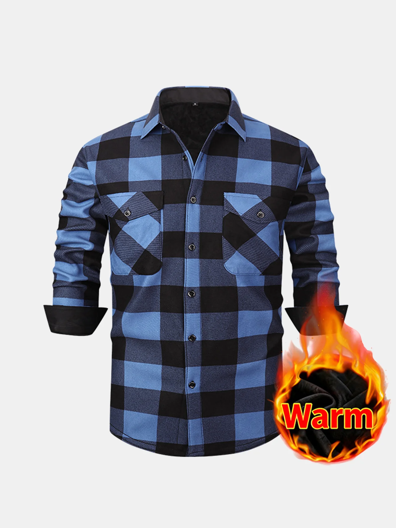 Flannel Fleece Lined Plaid Shirt With Pockets - Image 4