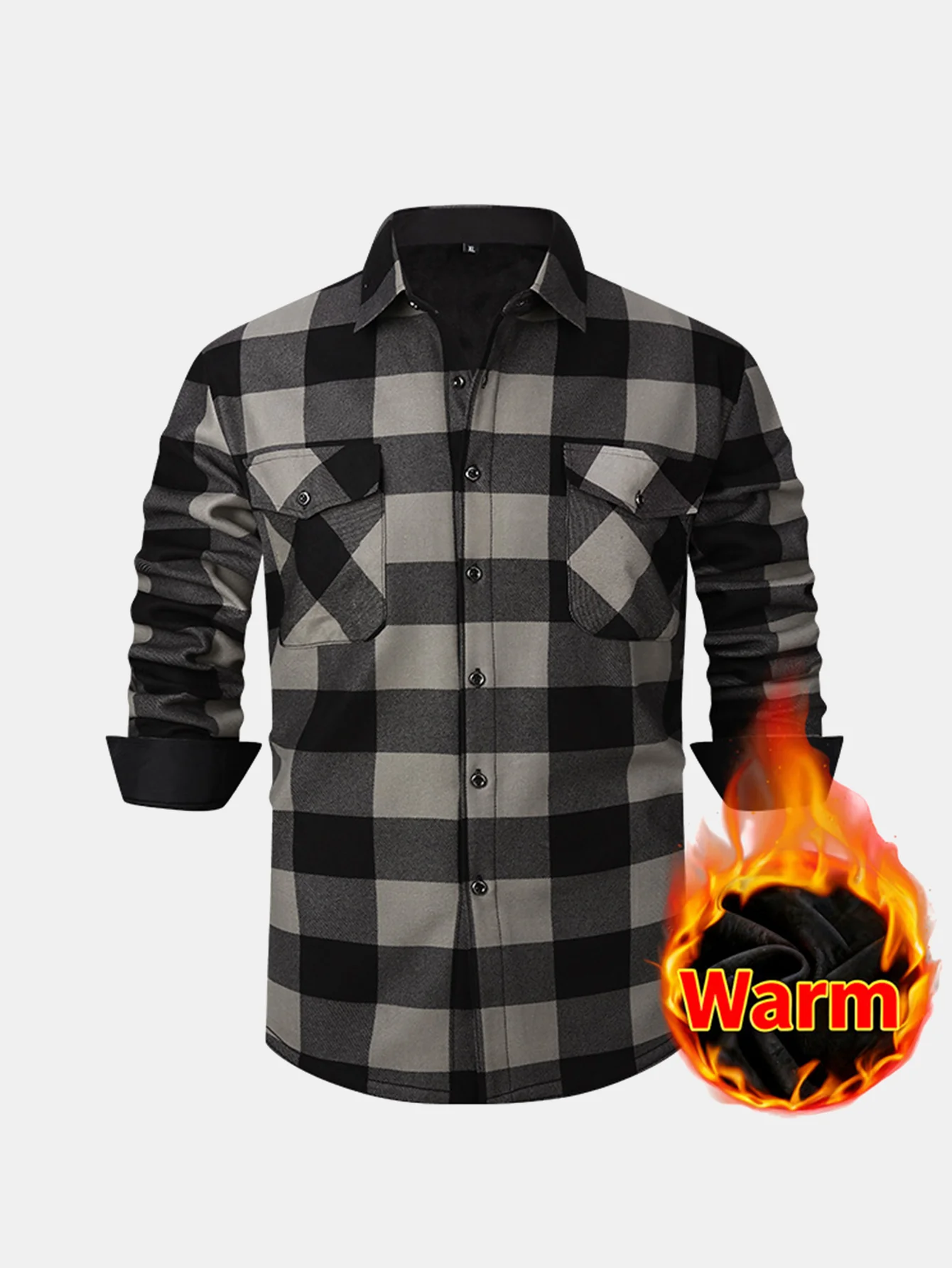 Flannel Fleece Lined Plaid Shirt With Pockets - Image 5