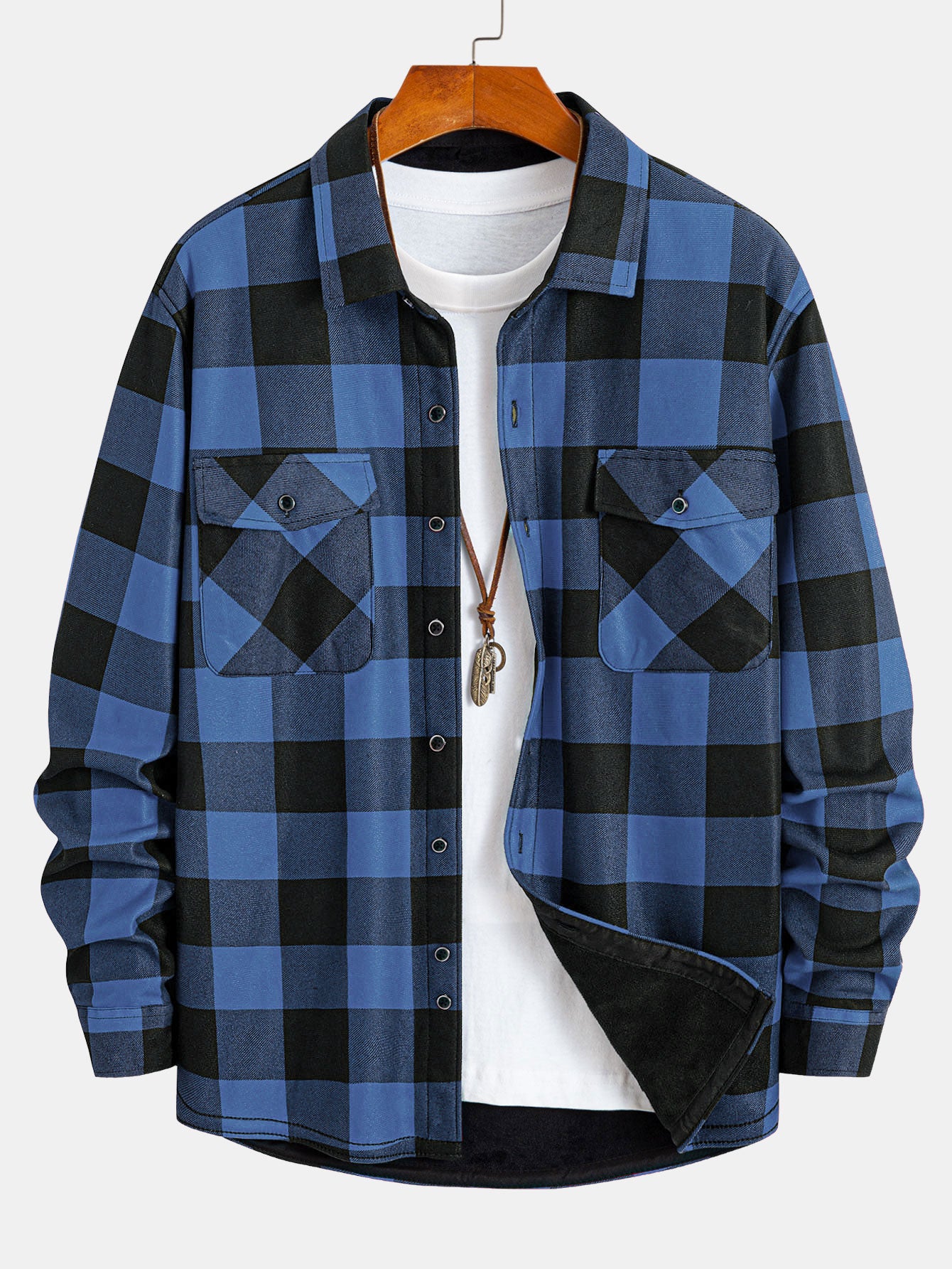 Flannel Fleece Lined Plaid Shirt With Pockets - Image 9