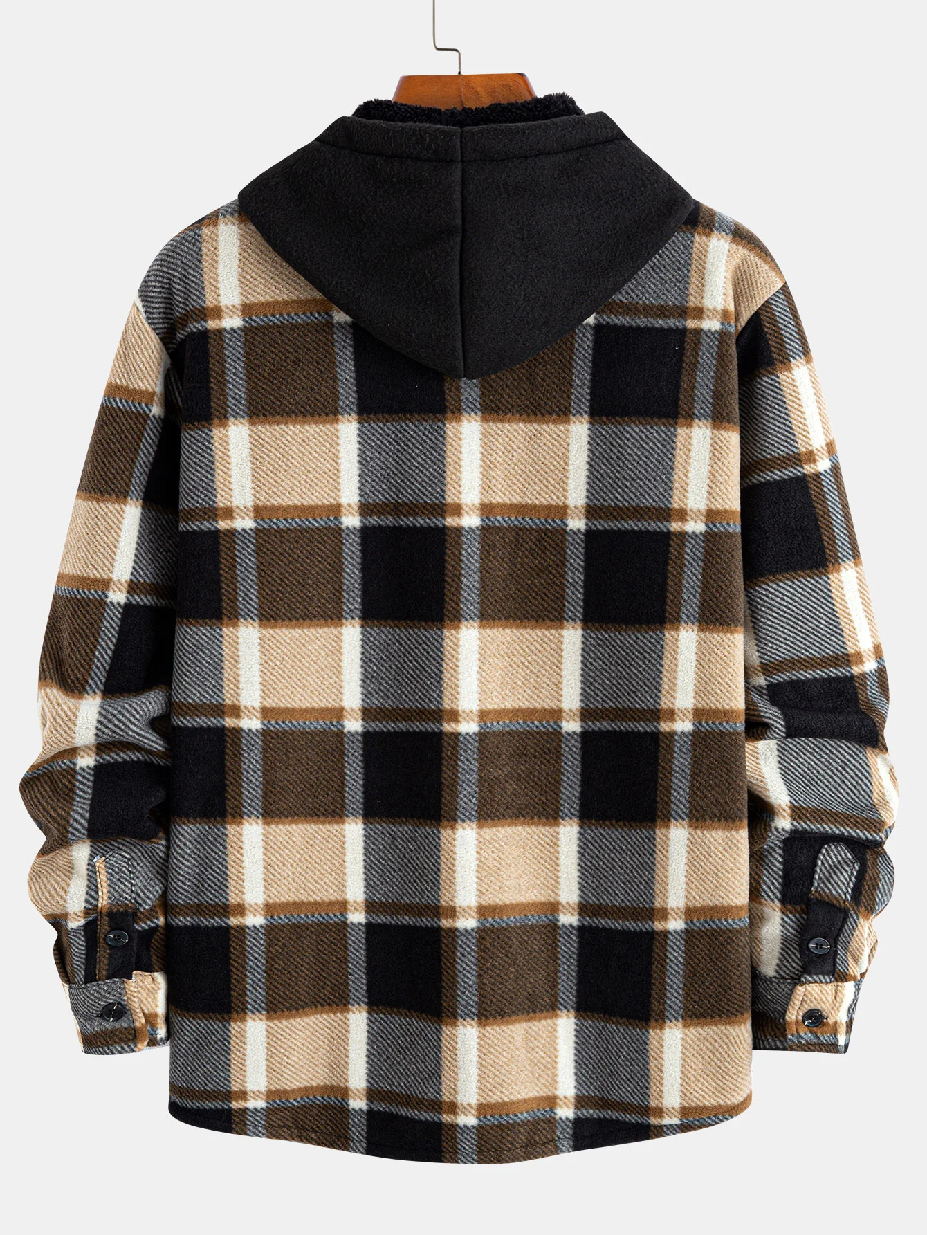 Flanell Fleece Gefüttertes Reißverschluss Kapuzenhemd - Image 2