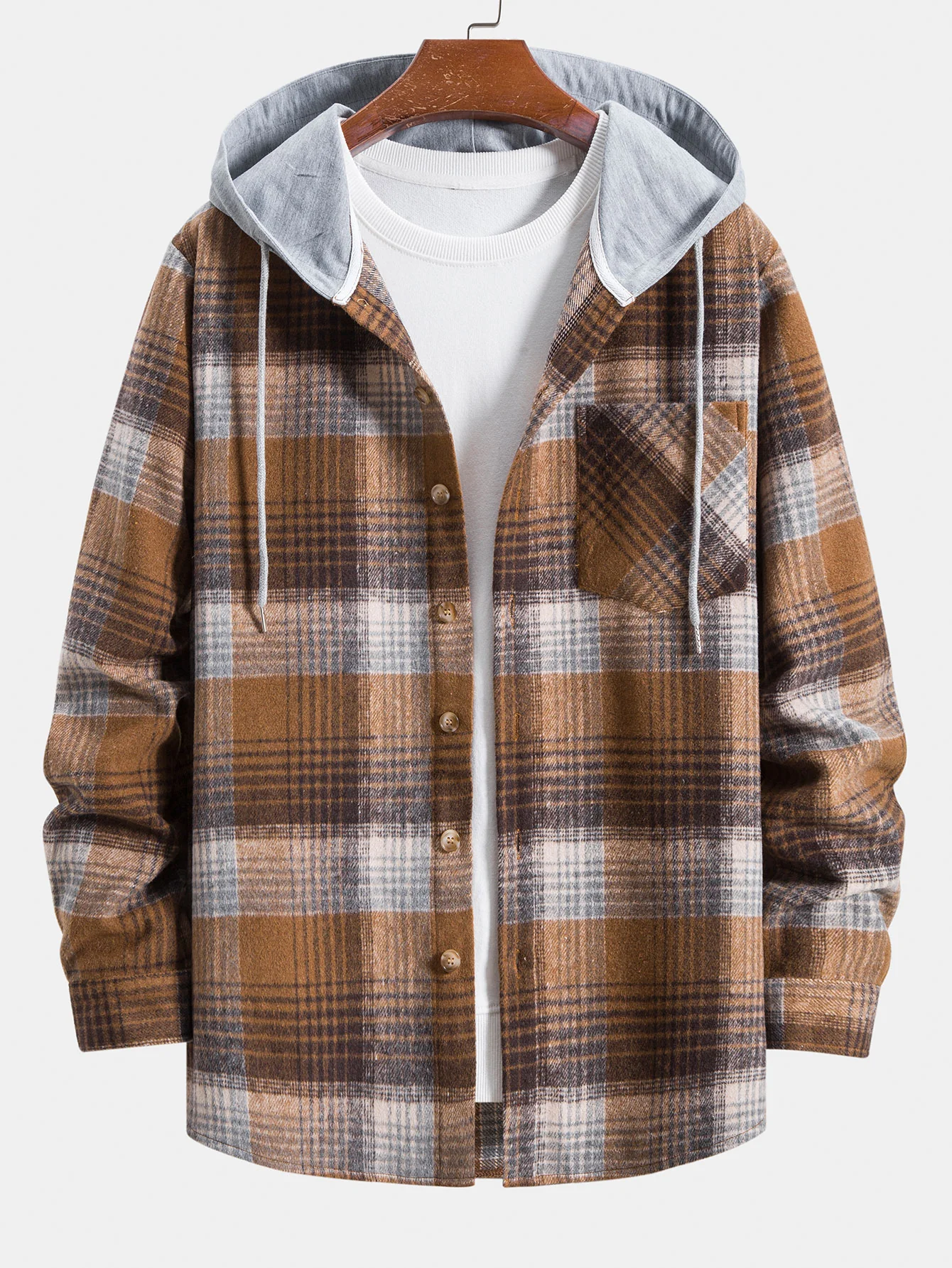 Flanell Karo Kapuzen-Übershirt - Image 3