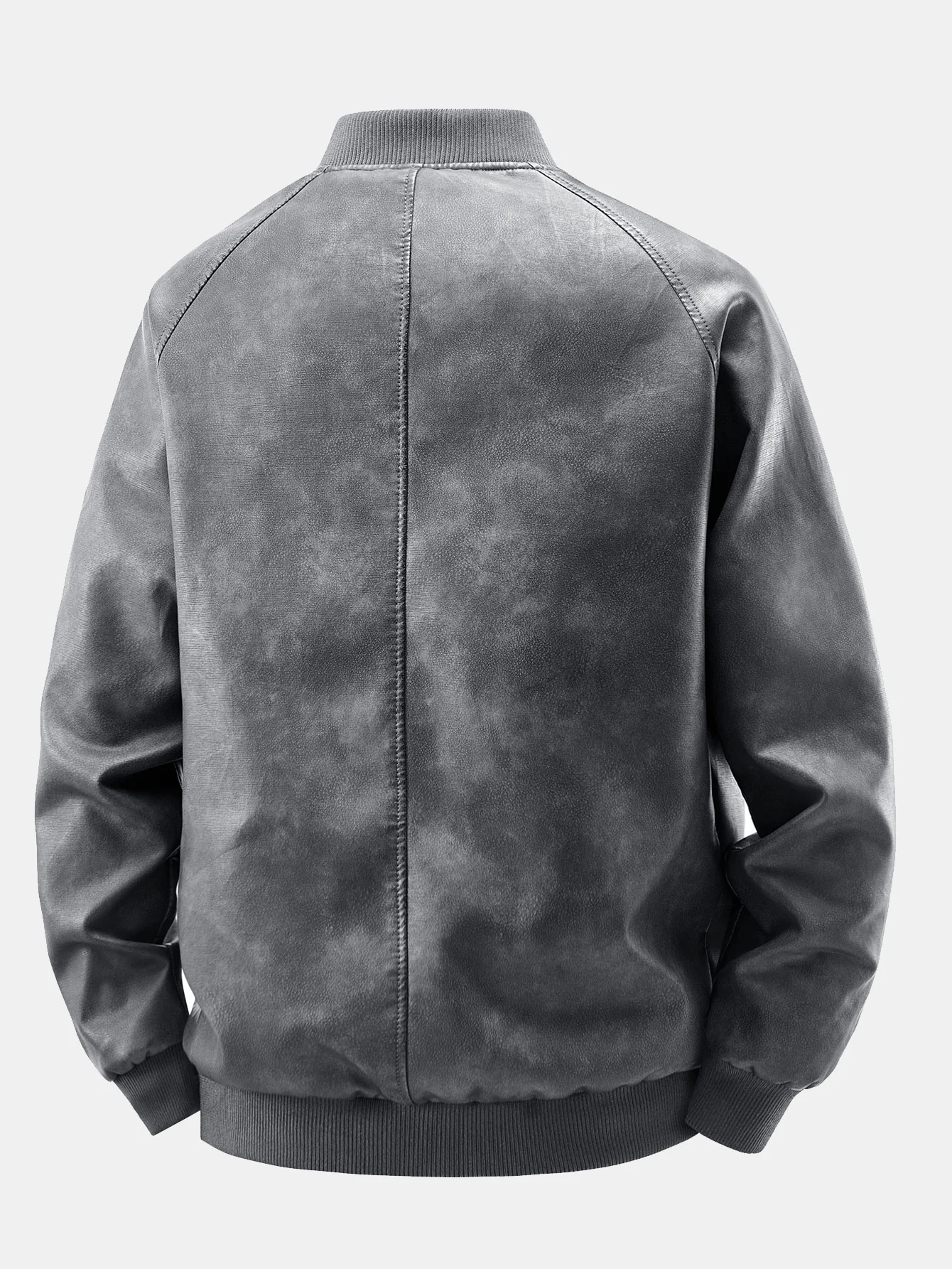 Fleecegefütterte gewaschene distressed Leder-Bomberjacke - Image 3