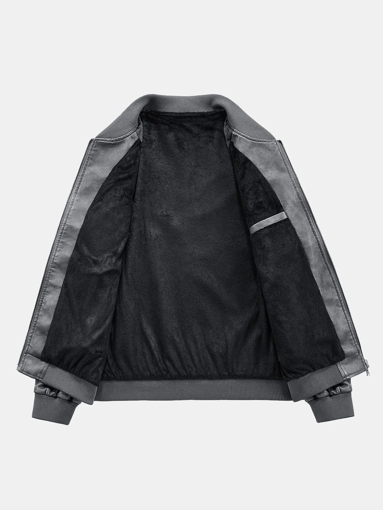 Fleecegefütterte gewaschene distressed Leder-Bomberjacke - Image 4