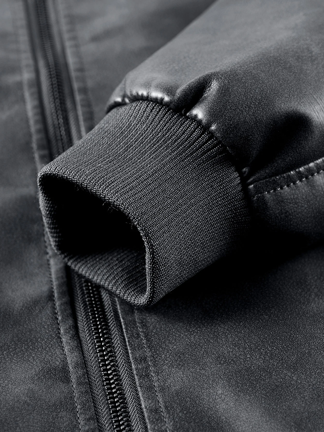 Fleecegefütterte gewaschene distressed Leder-Bomberjacke - Image 8