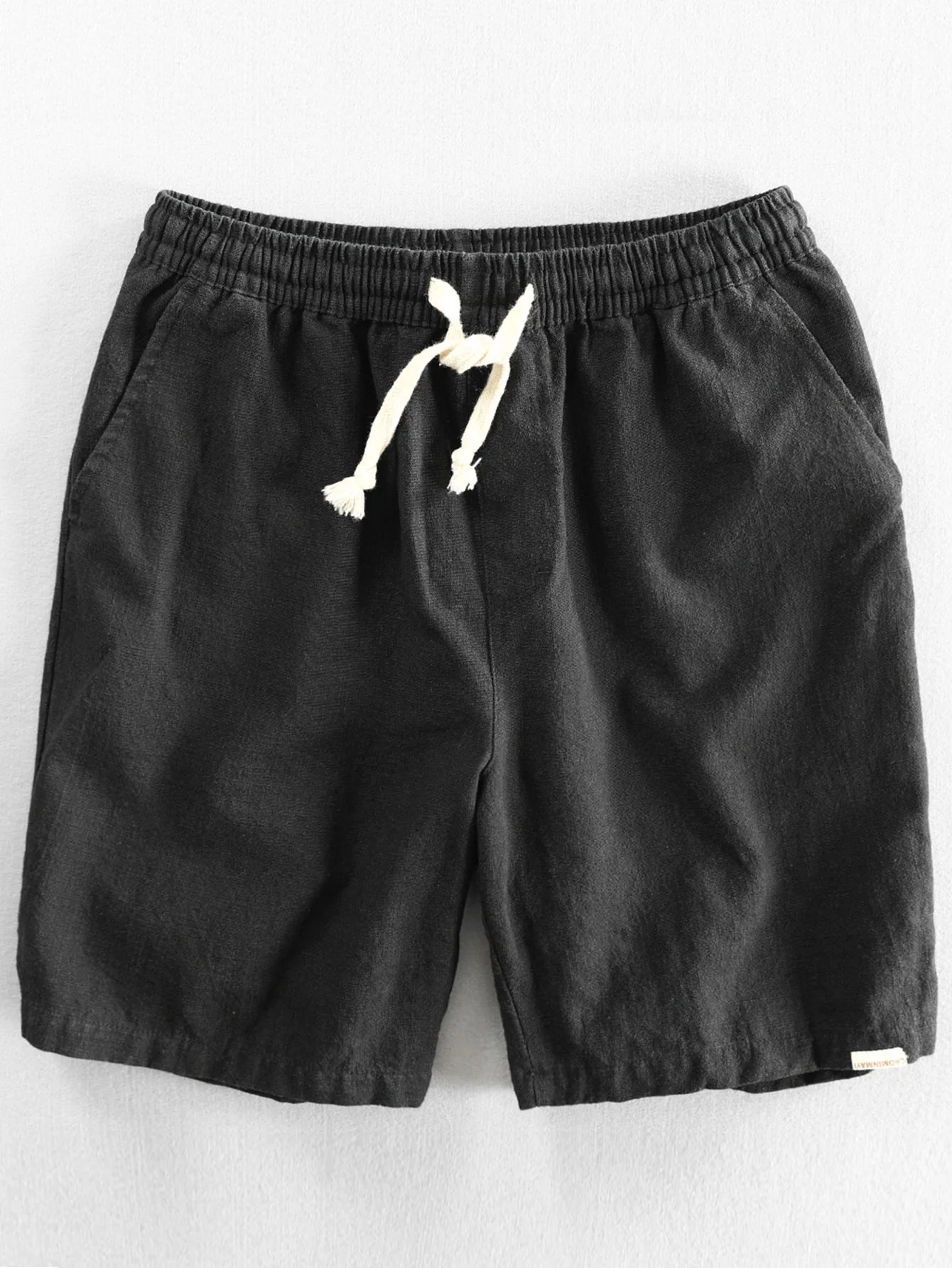 Textur Jacquard Kubanisches Hemd & Leinen-Baumwoll-Mischung mit Kordelzug-Shorts - Image 13