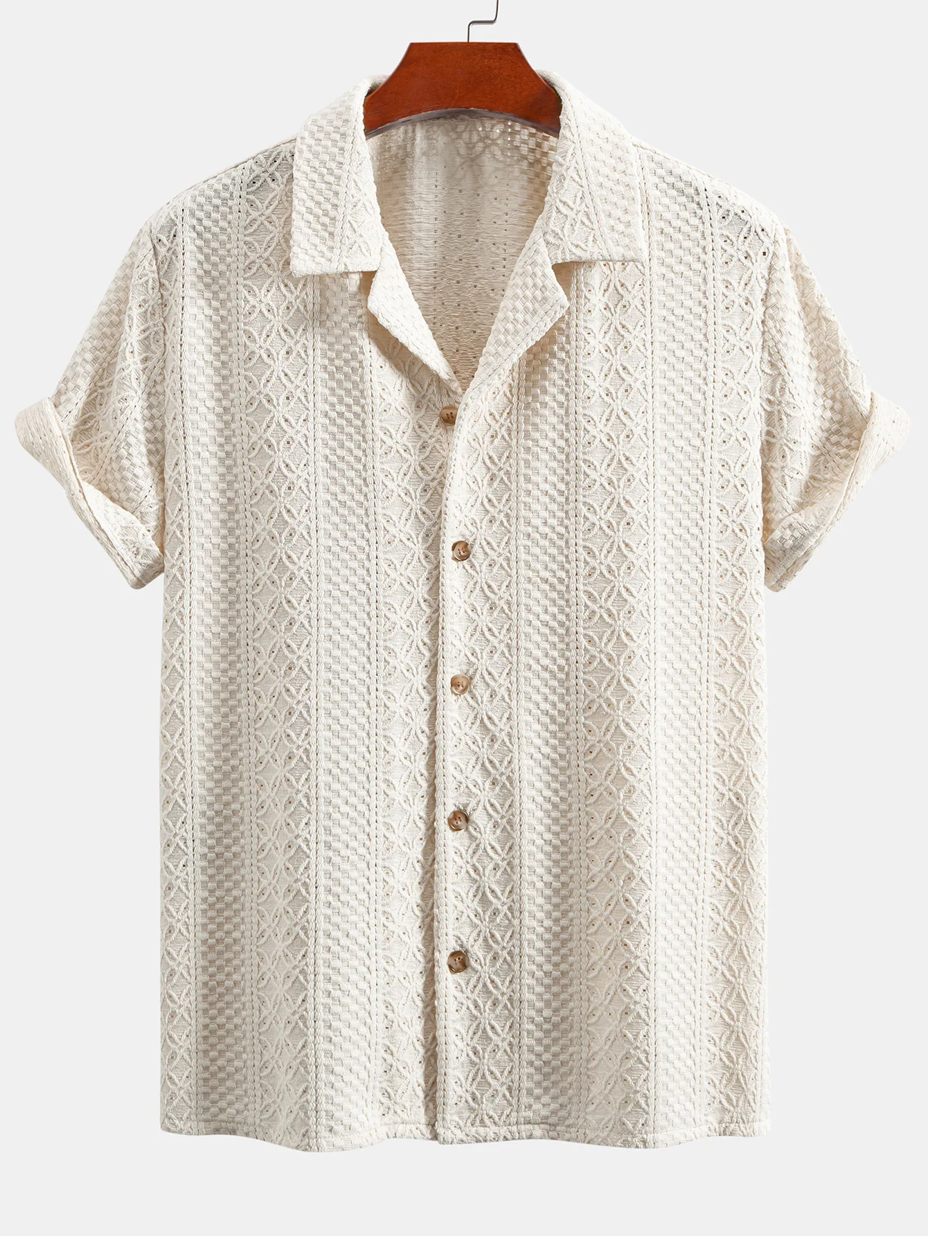 Blumen-Schachbrett-Jacquard-Cuban-Shirt