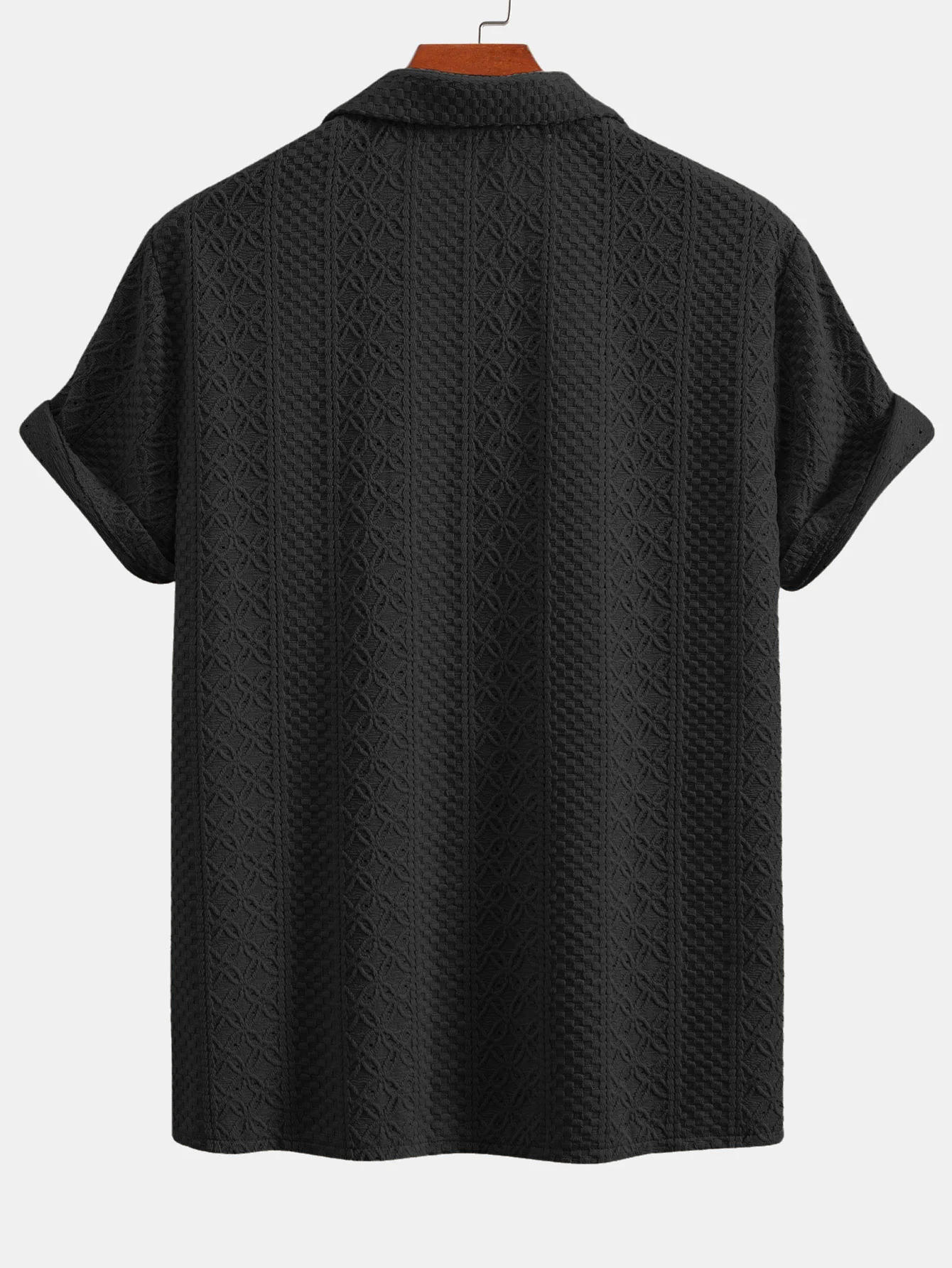 Blumen-Schachbrett-Jacquard-Cuban-Shirt - Image 4