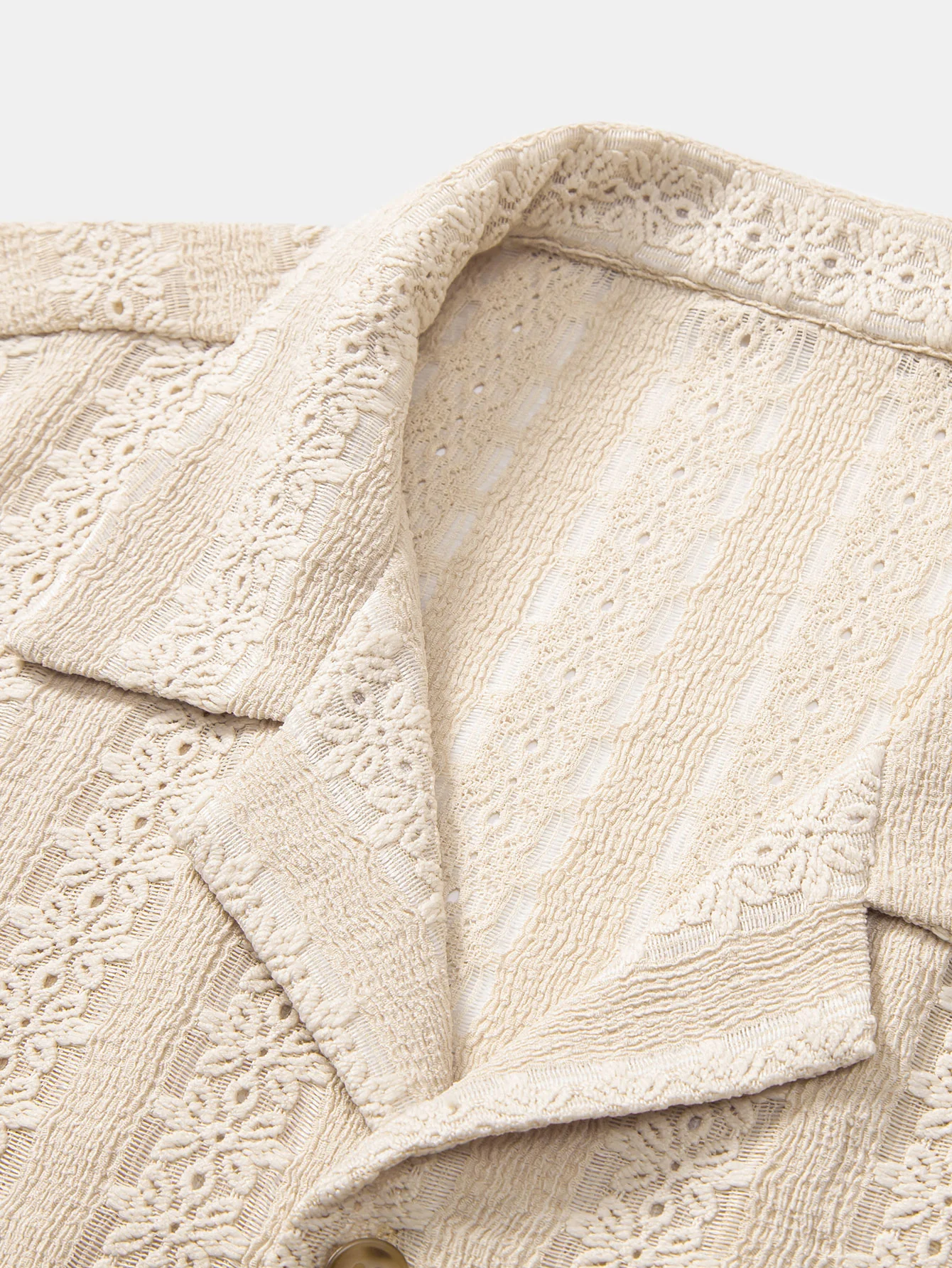 Blumen-Jacquard-texturierte Kubanische Hemd - Image 3