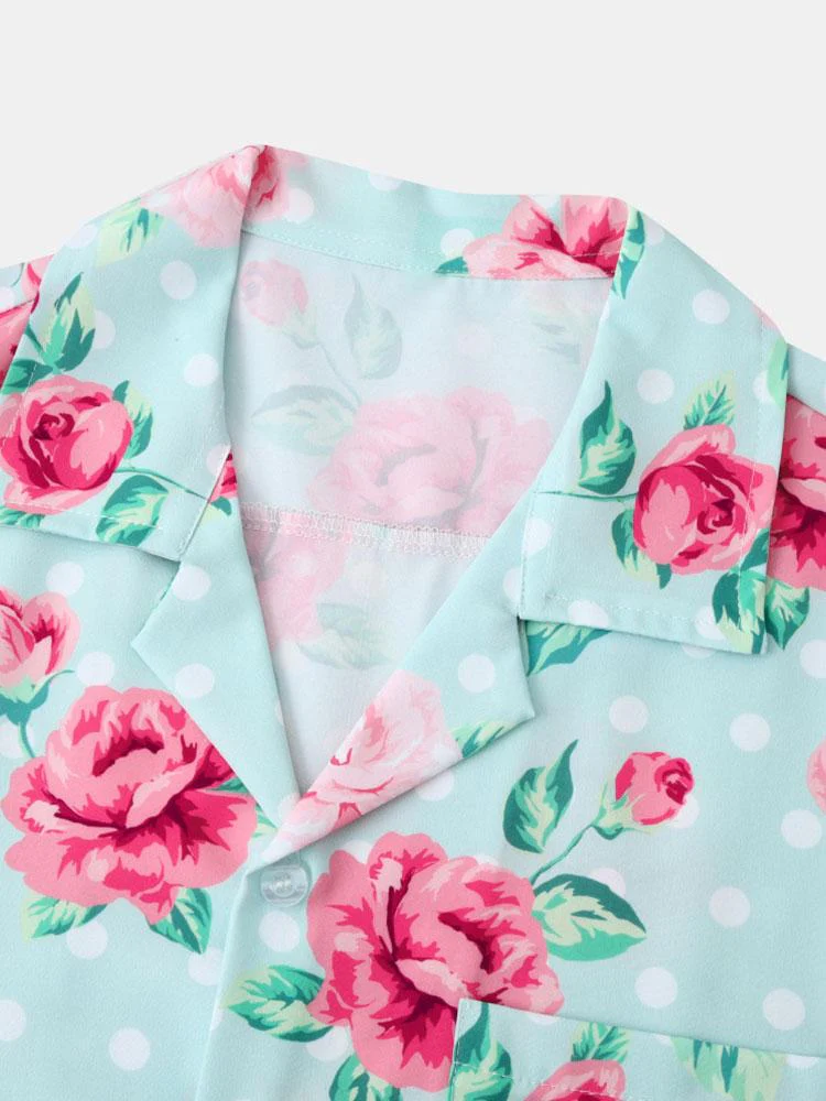 Blumen-Punkte-Druck Reverskragenhemd - Image 3