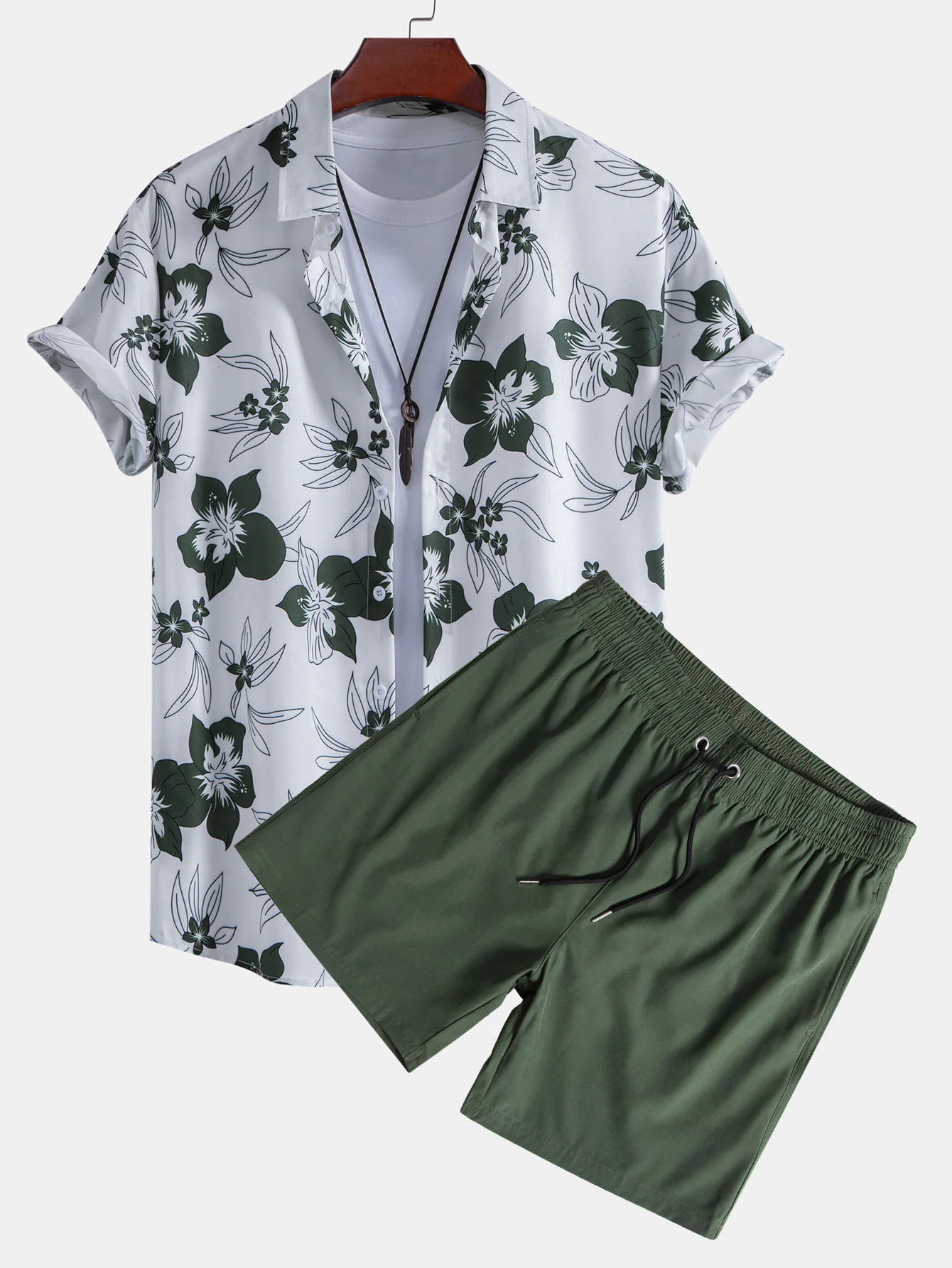 Blumenmuster Button-Up Hemd & Badehose