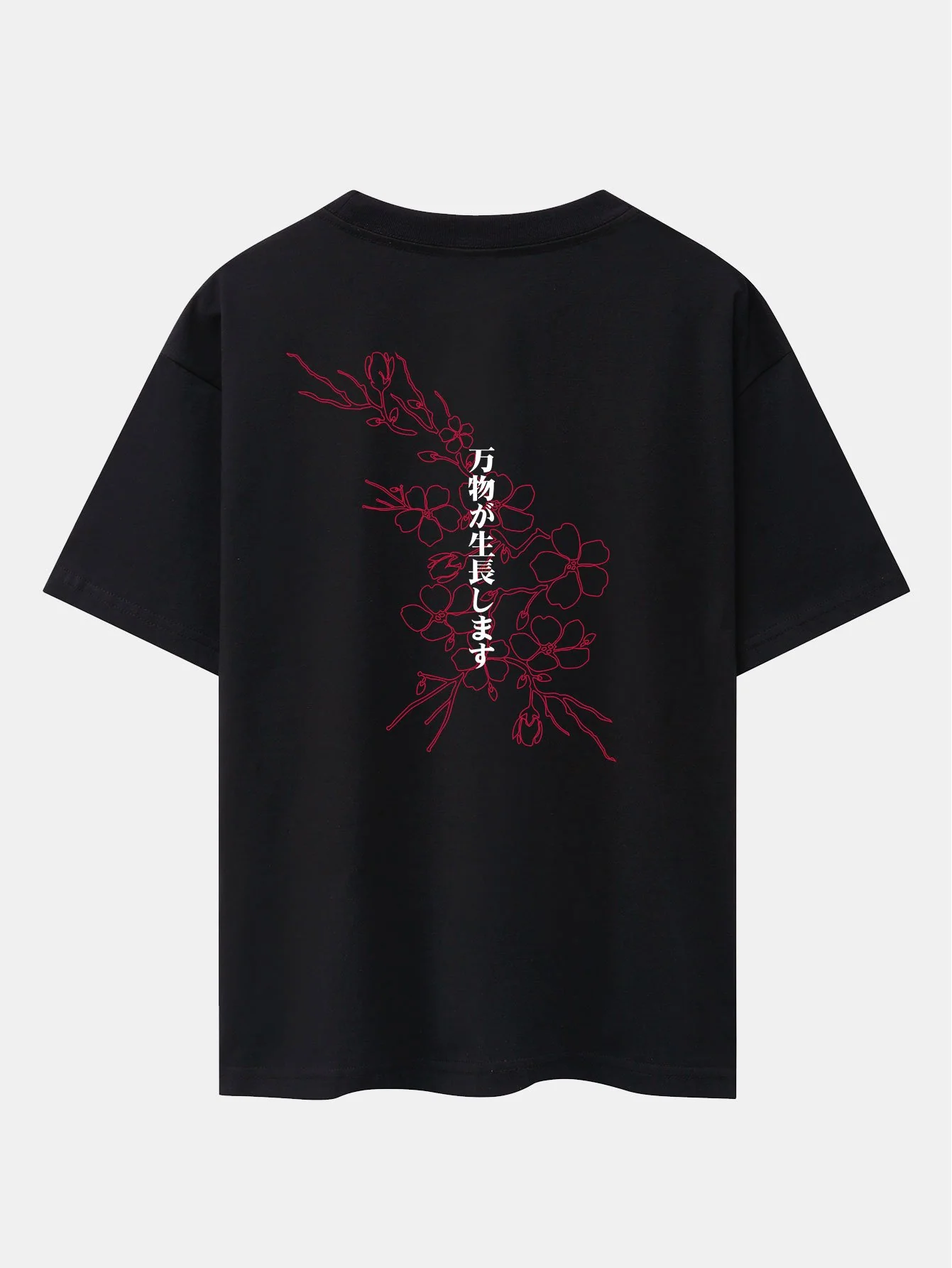 Blumen-Slogan Rücken Druck Drop Shoulder Oversize T-Shirt