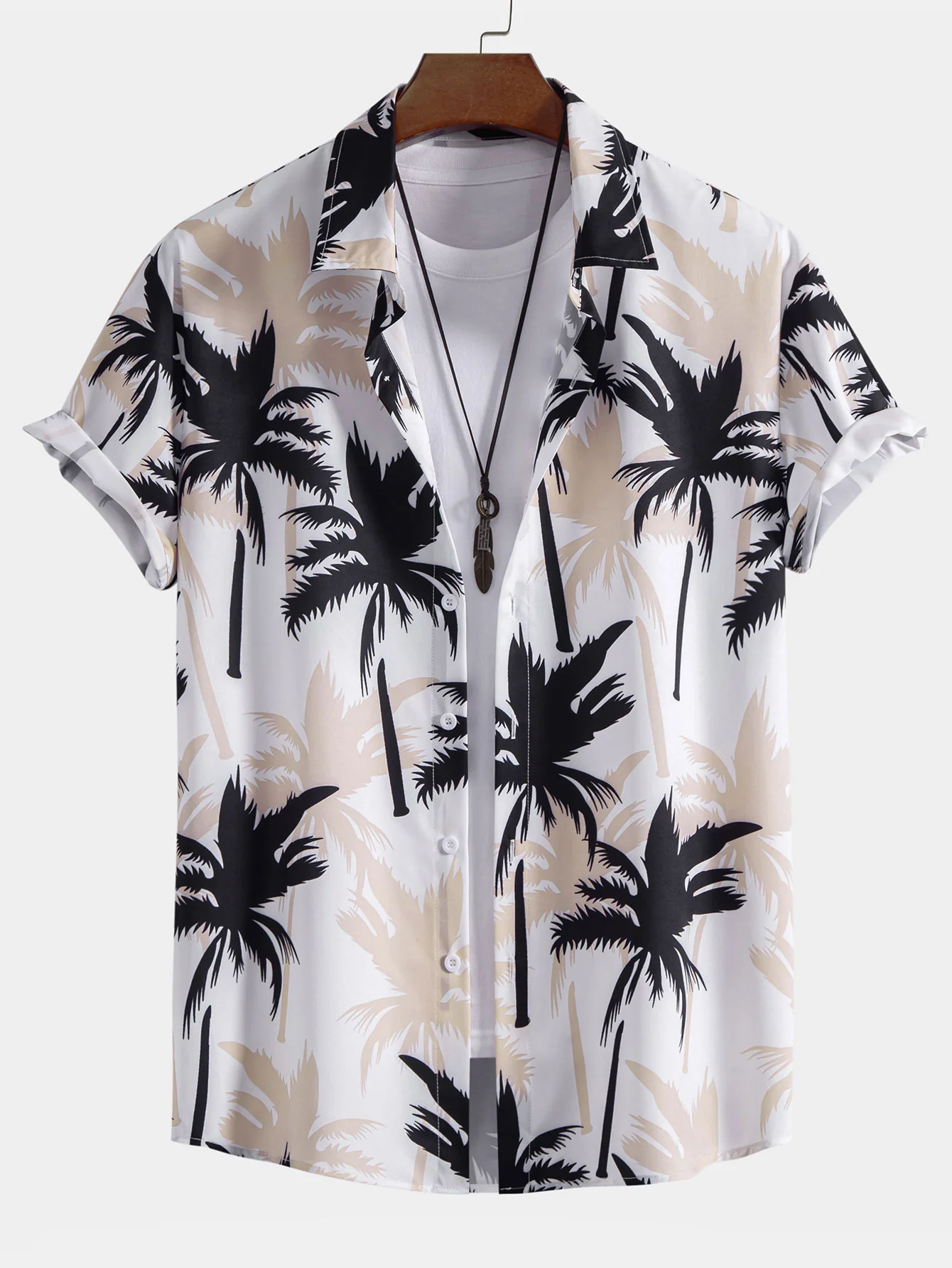 Palmenbaum-Print Hemd mit Knöpfen & Badehose - Image 6