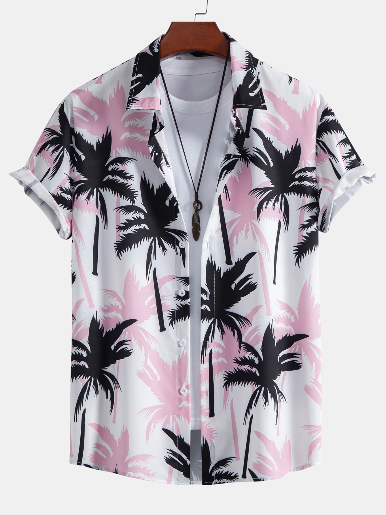 Palmenbaum-Print Hemd mit Knöpfen & Badehose - Image 8