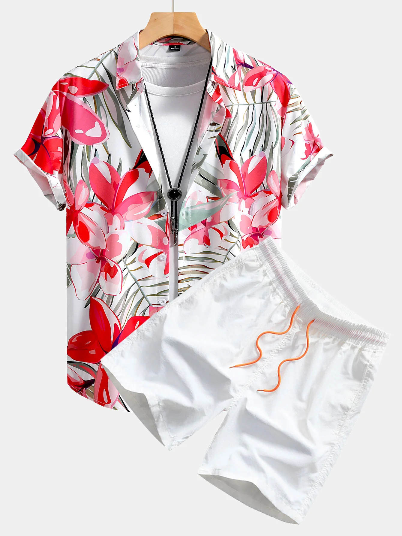 Blumenpflanzen Druck Hemd mit Knöpfen & Badehose - Image 3