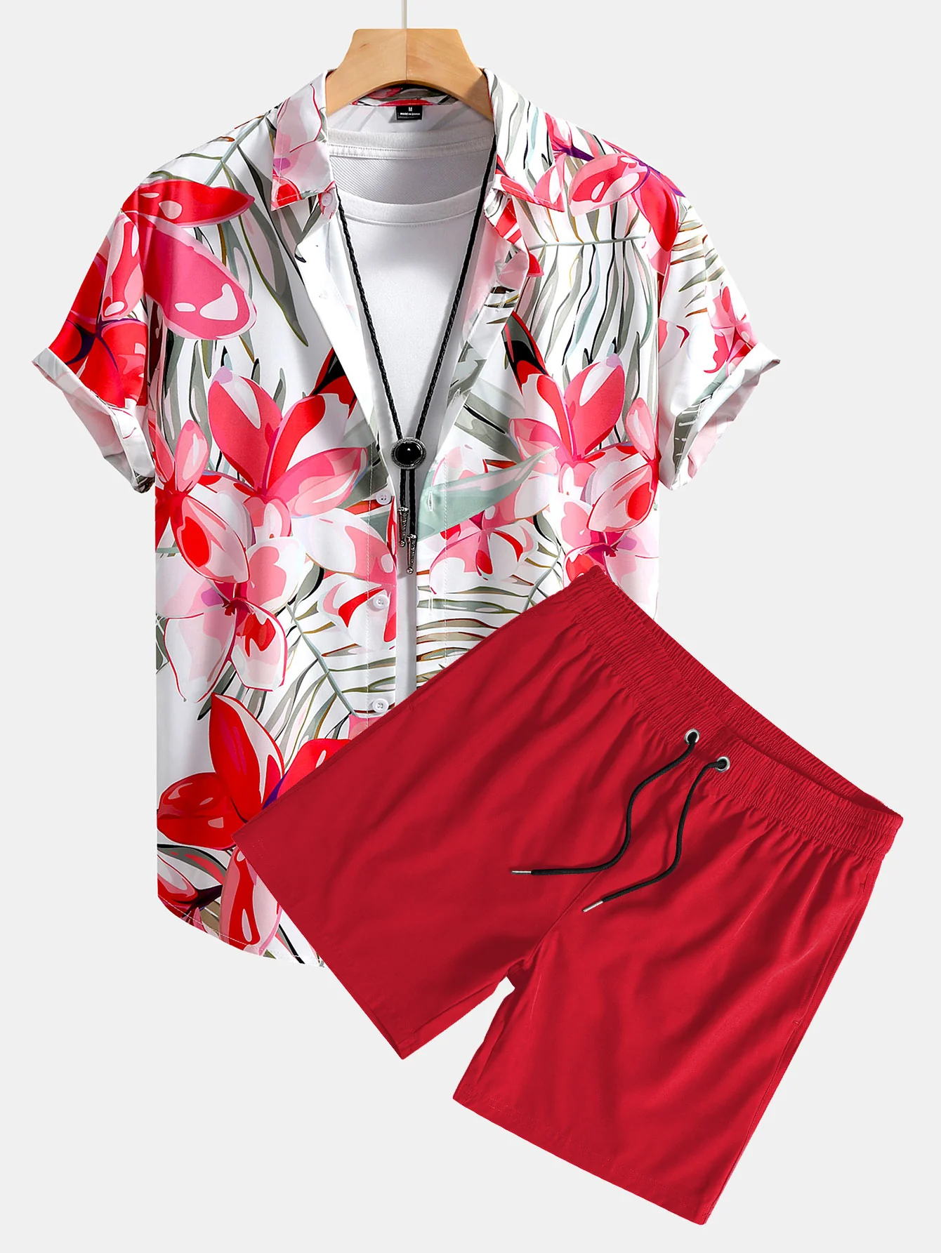 Blumenpflanzen Druck Hemd mit Knöpfen & Badehose