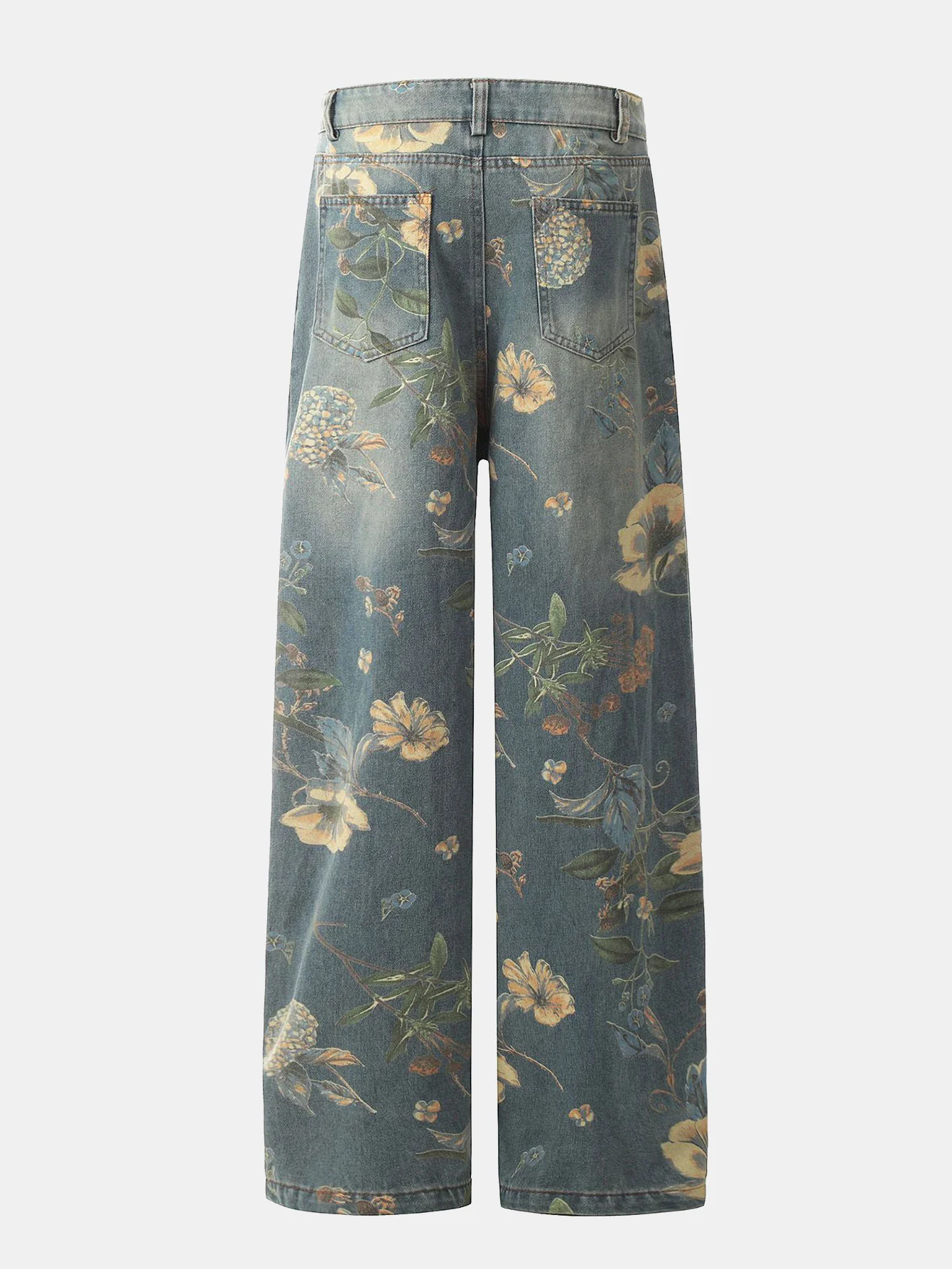 Jeans mit weitem Bein und Blumenmuster - Image 2