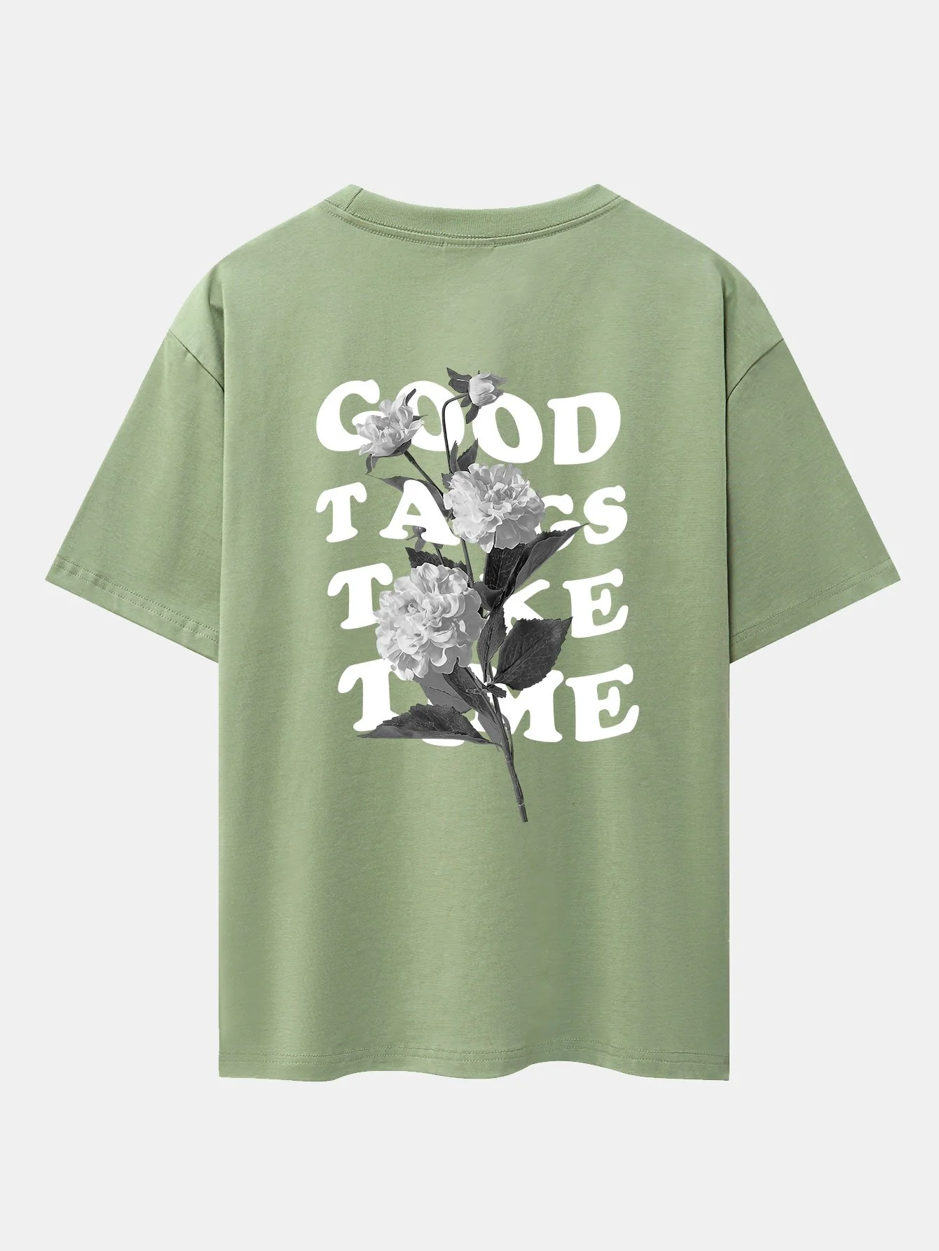 Blumen-Slogan Rückenprint Drop Shoulder Oversize T-Shirt - Image 25