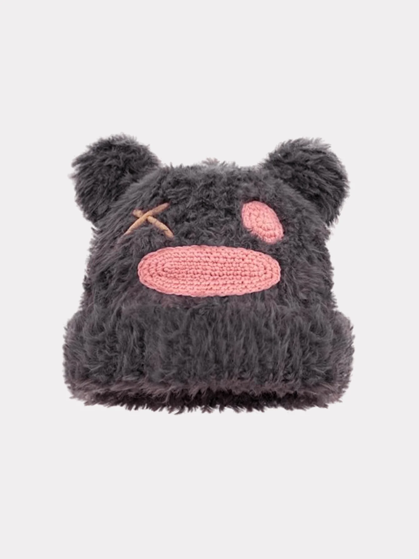 Fluffy Bear Ear Design Cute Beanie Hat Suitable For Autumn Winter - Image 2