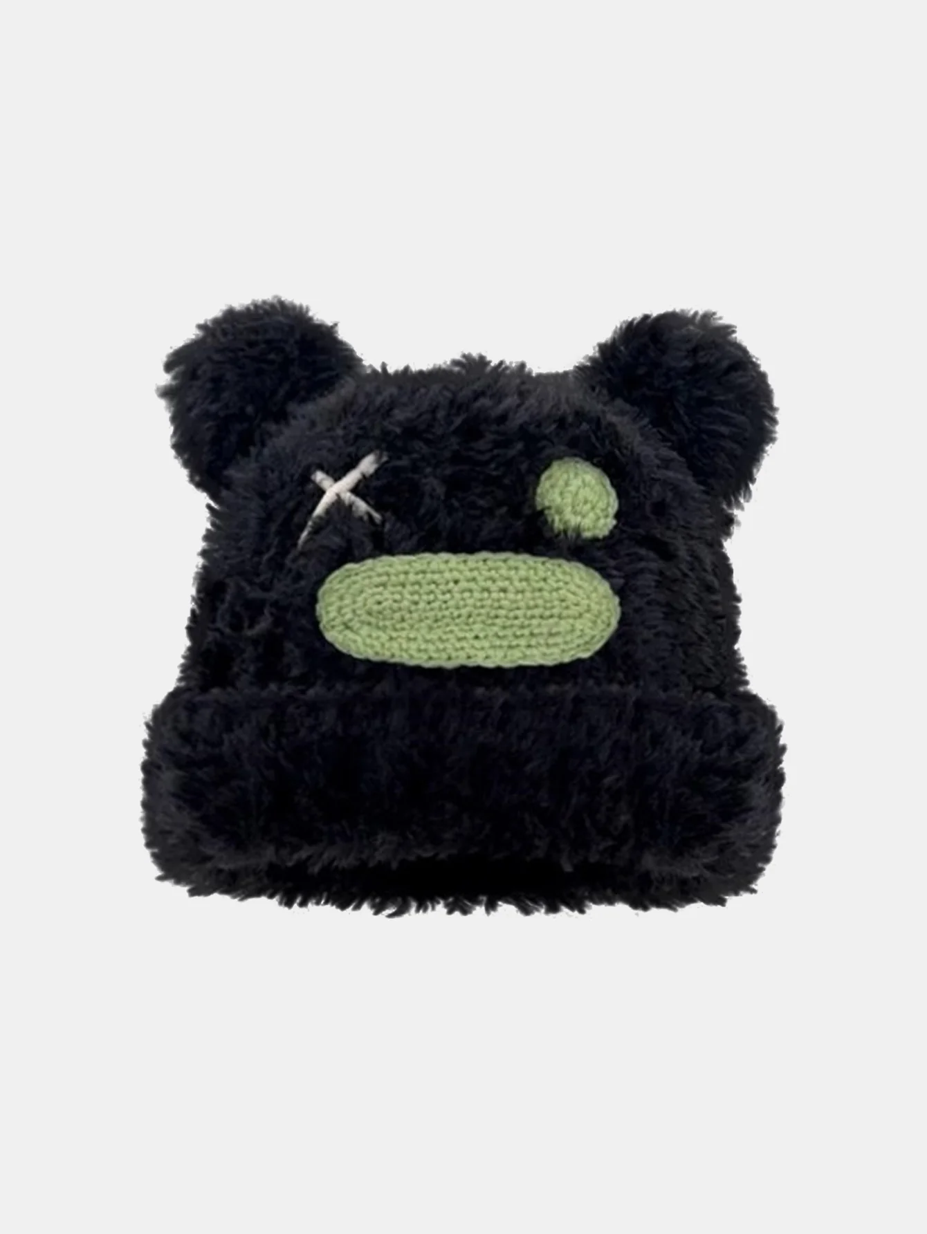 Fluffy Bear Ear Design Cute Beanie Hat Suitable For Autumn Winter - Image 3