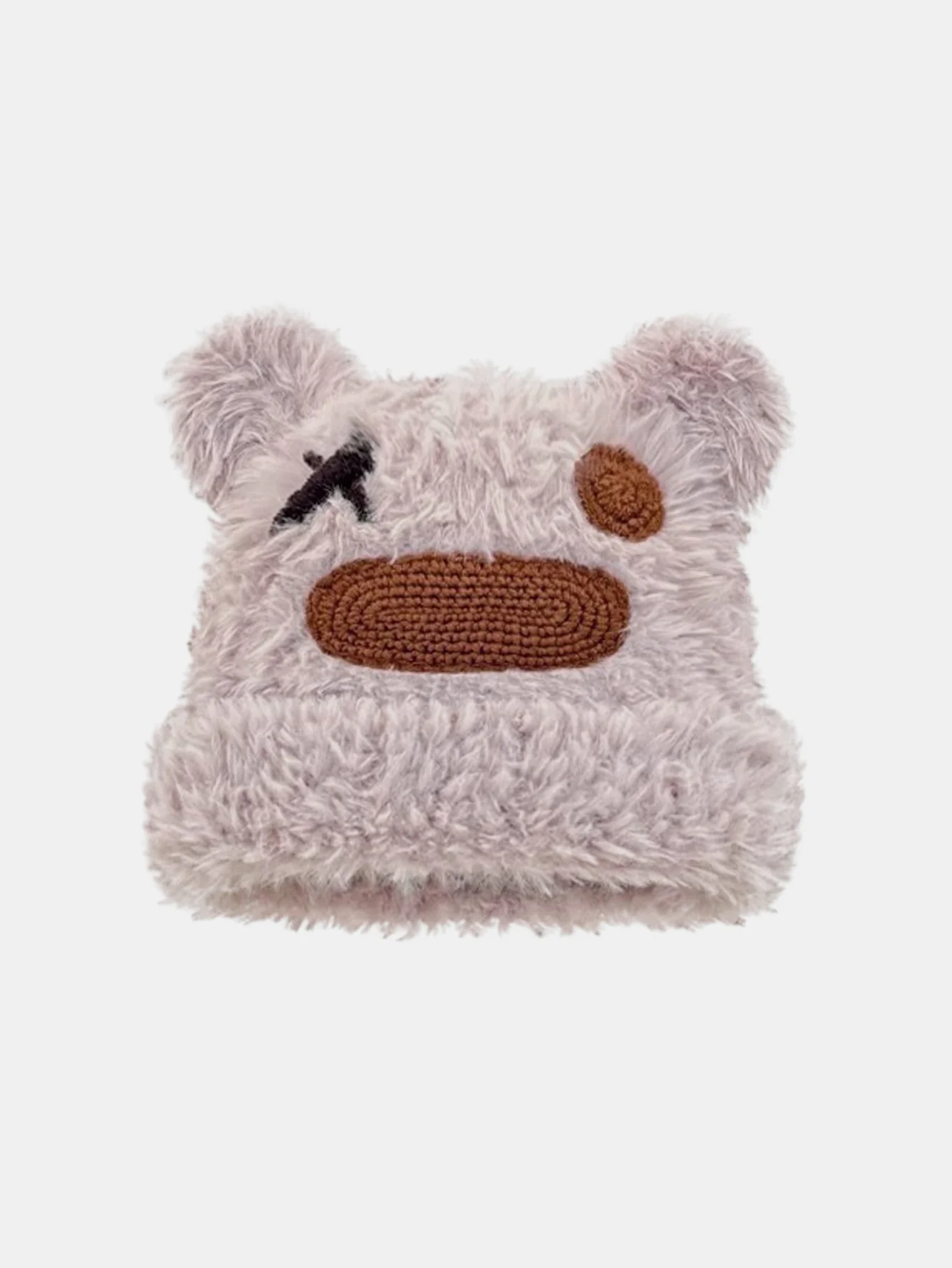 Fluffy Bear Ear Design Cute Beanie Hat Suitable For Autumn Winter - Image 5