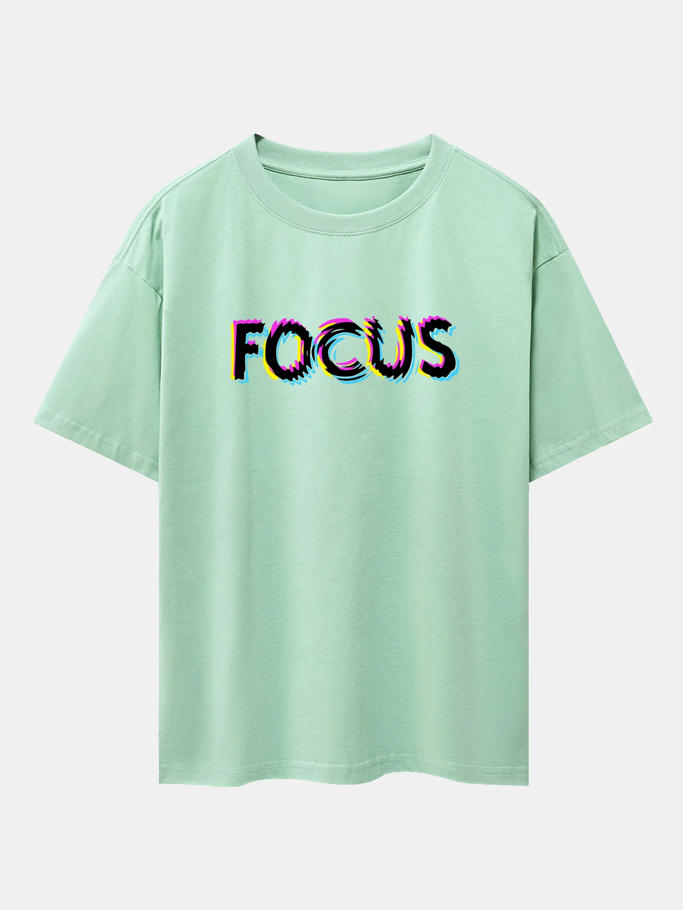 Focus Glitch Print Drop Shoulder Oversize T-Shirt - Image 11
