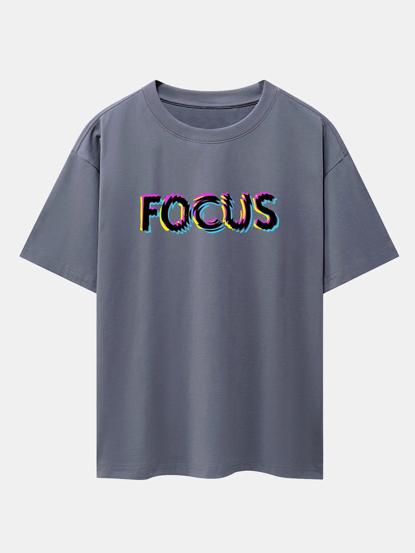 Focus Glitch Print Drop Shoulder Oversize T-Shirt - Image 5