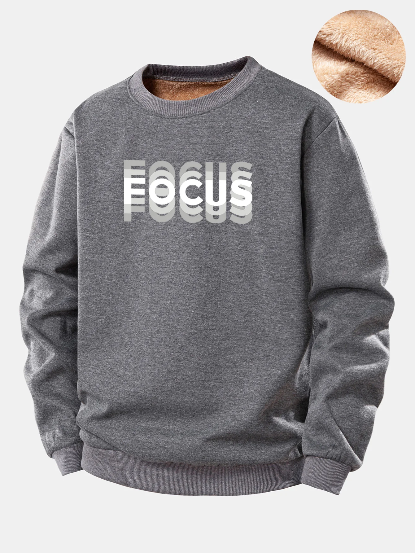 Focus Print Teddy Fleece Lined Sweatshirt - Image 2