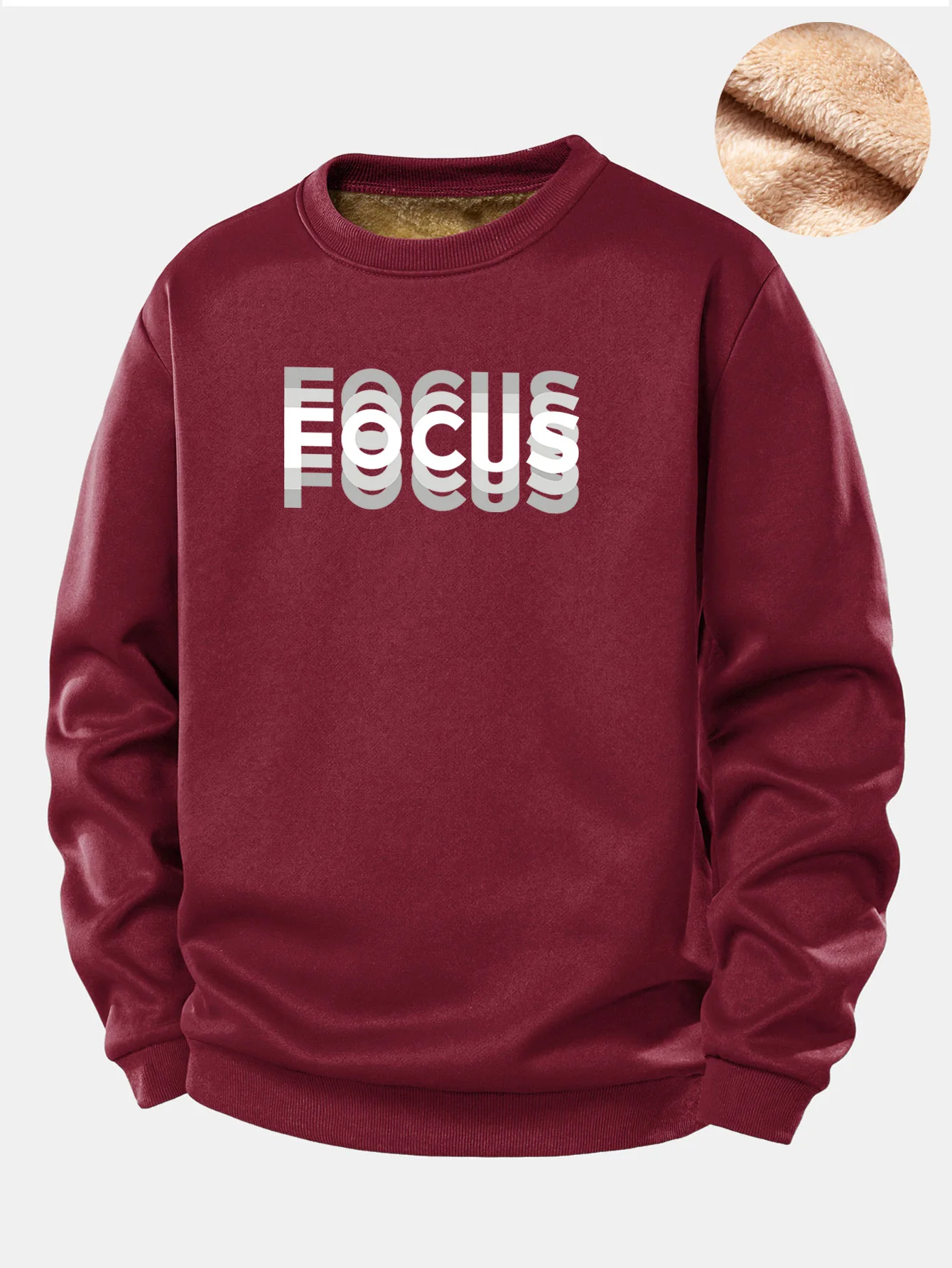 Focus Print Teddy Fleece Lined Sweatshirt - Image 4