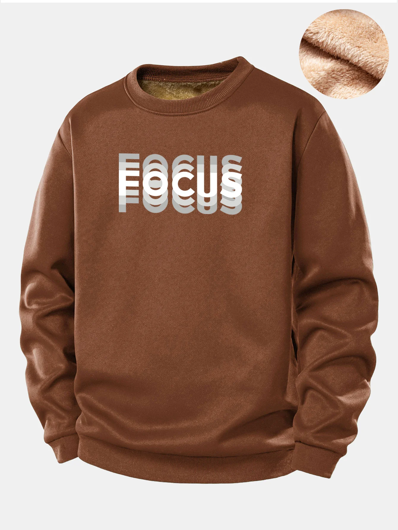 Focus Print Teddy Fleece Lined Sweatshirt - Image 5